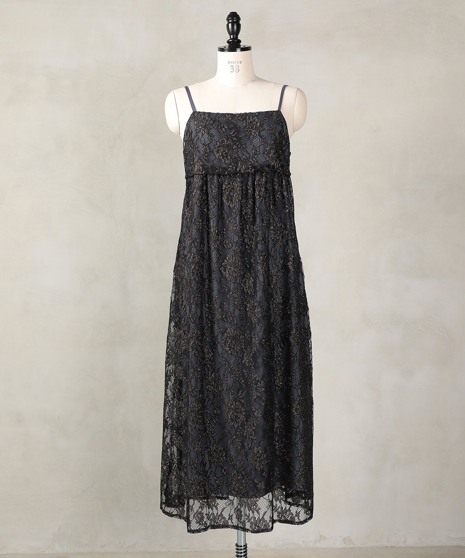 チュール バック リボン レースキャミワンピ 2点セット