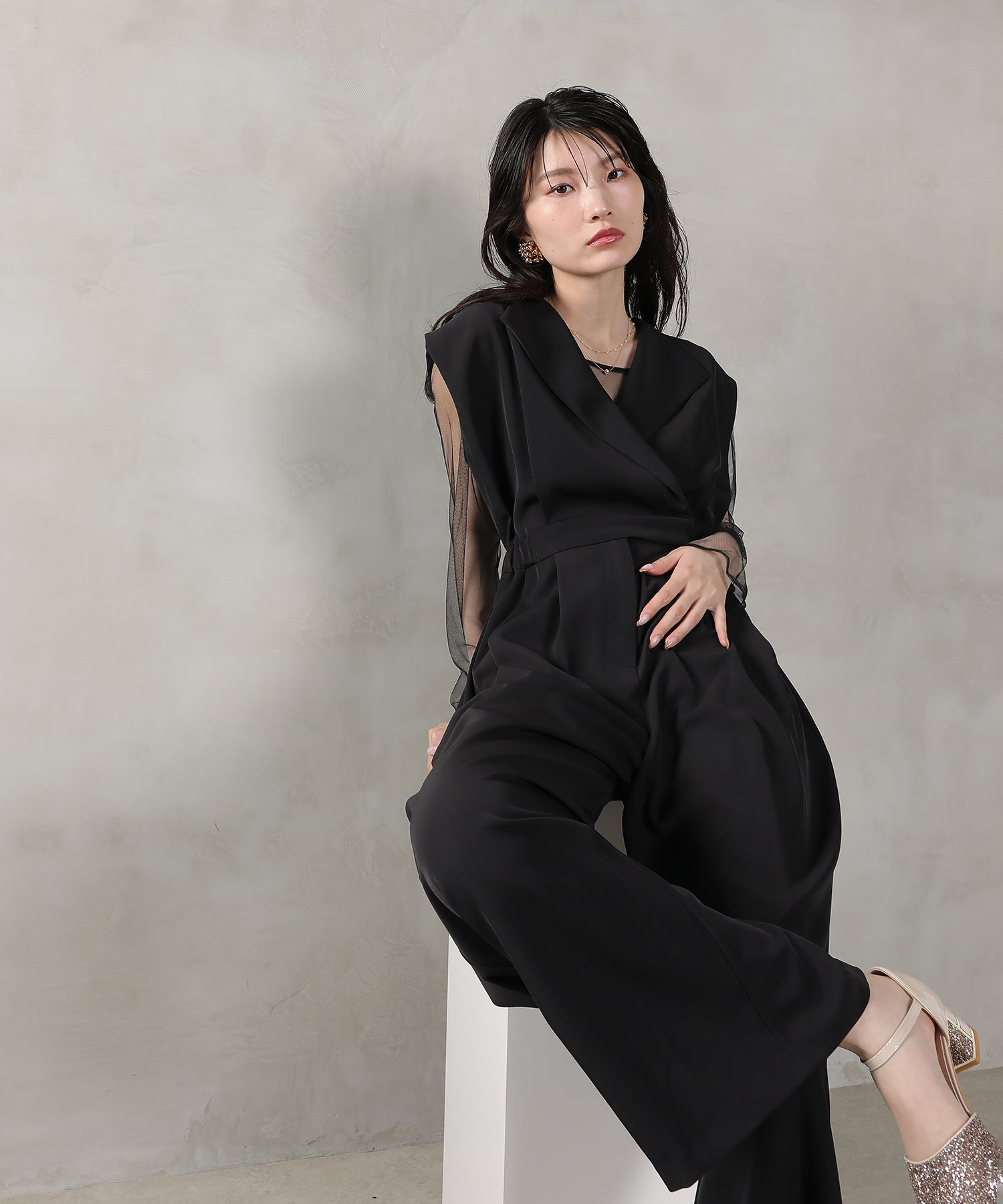 オールインワン パンツドレス シアートップス
