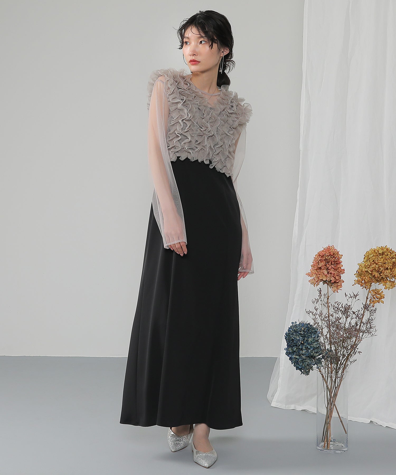 167cm / 着用 M / ブラック×ベージュ