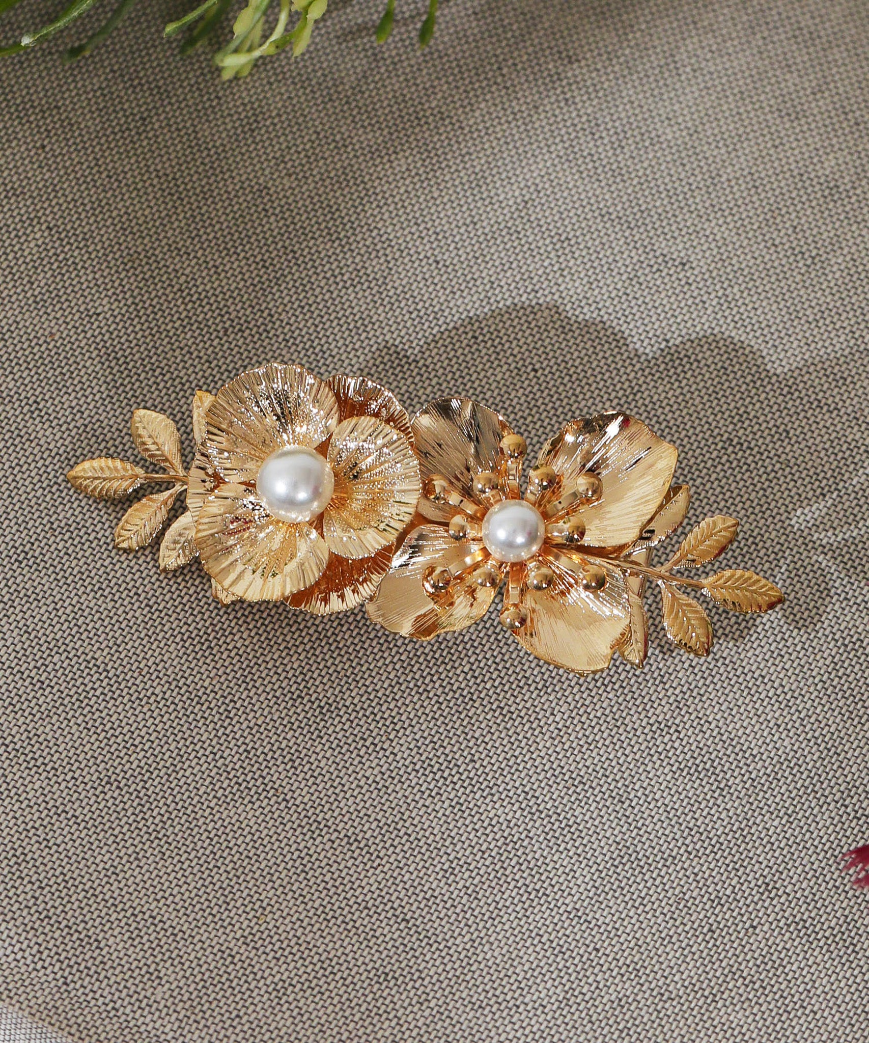 フラワー リーフ メタル ヘアクリップ