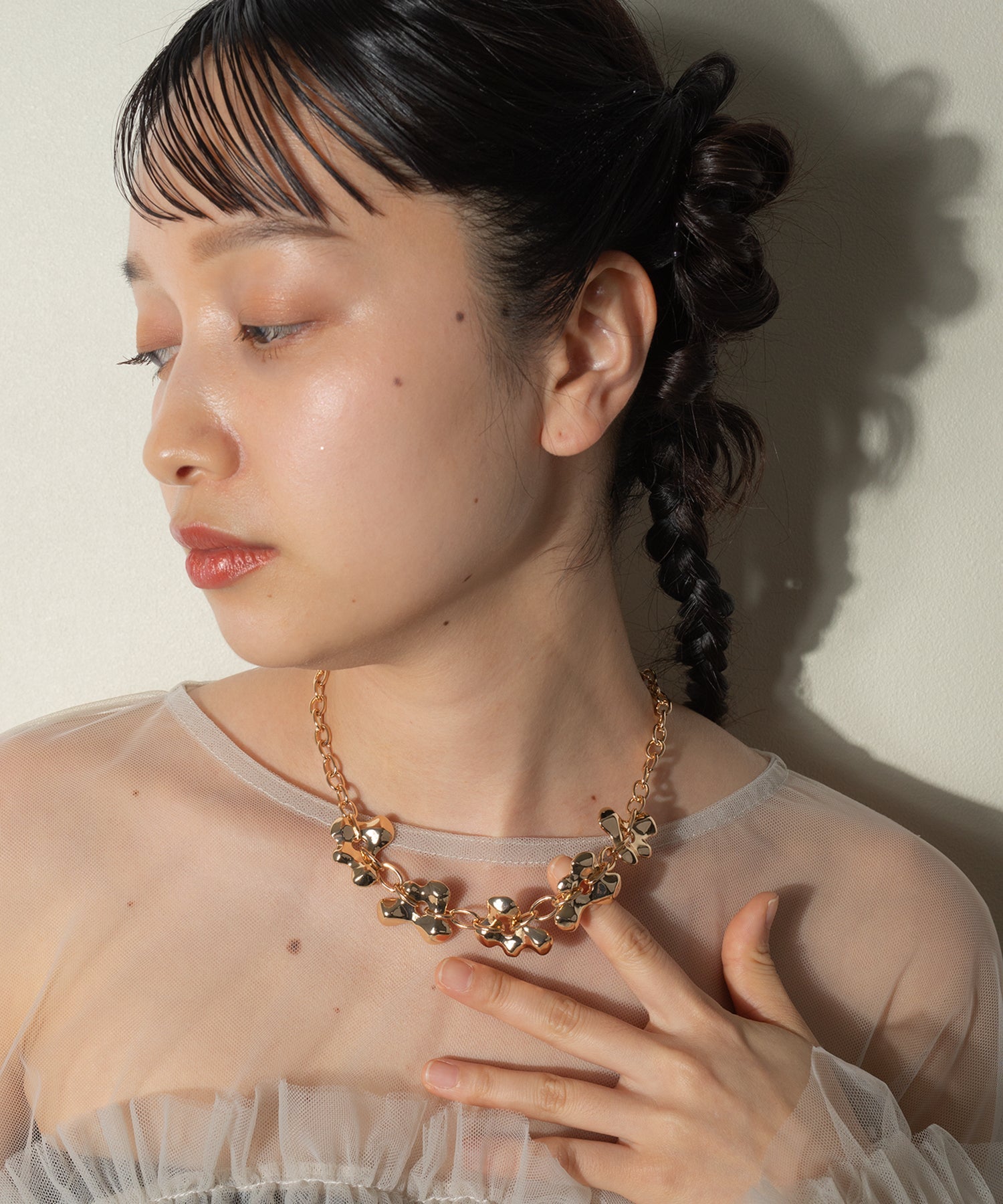 ニュアンス モチーフ オーバルチェーン ネックレス