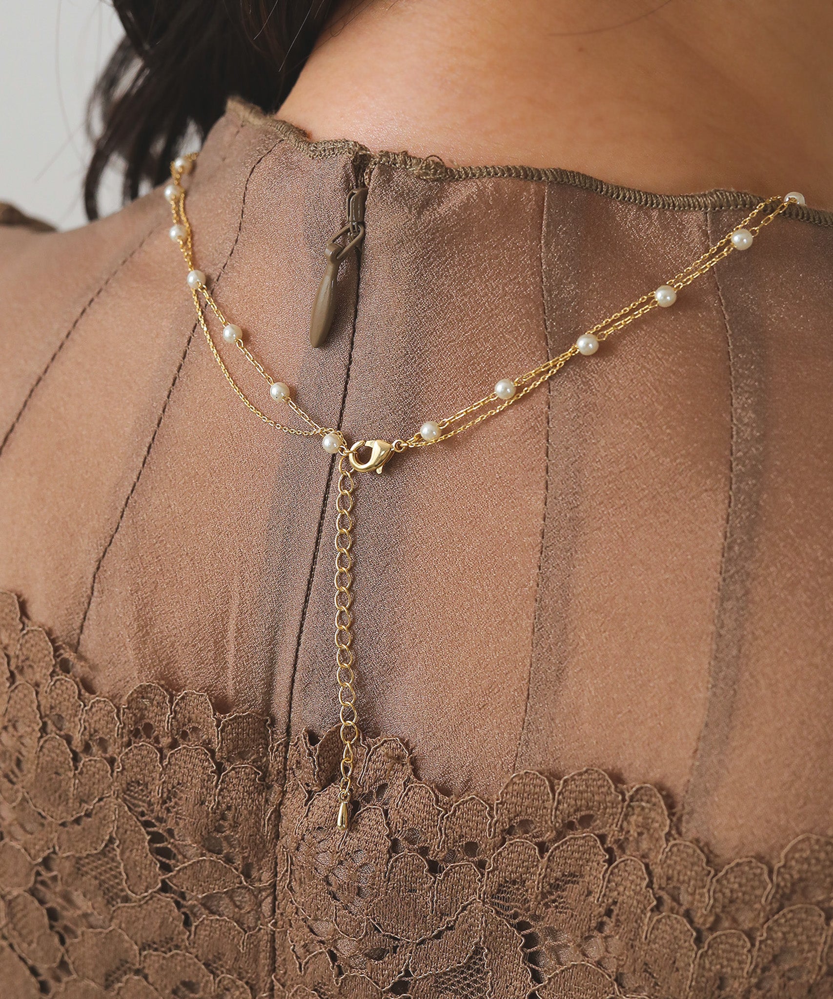 パール 結婚式 お呼ばれ 華奢 2連 ネックレス