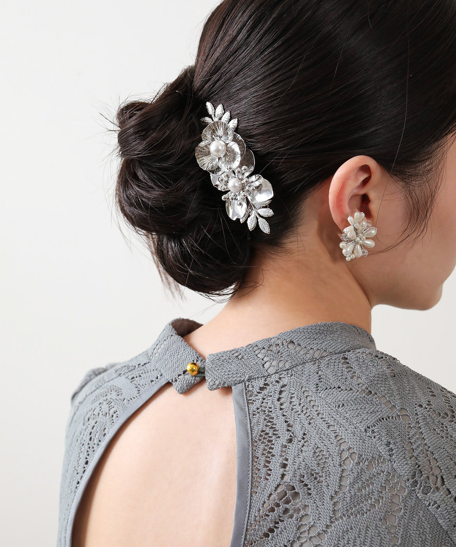 フラワー リーフ メタル ヘアクリップ