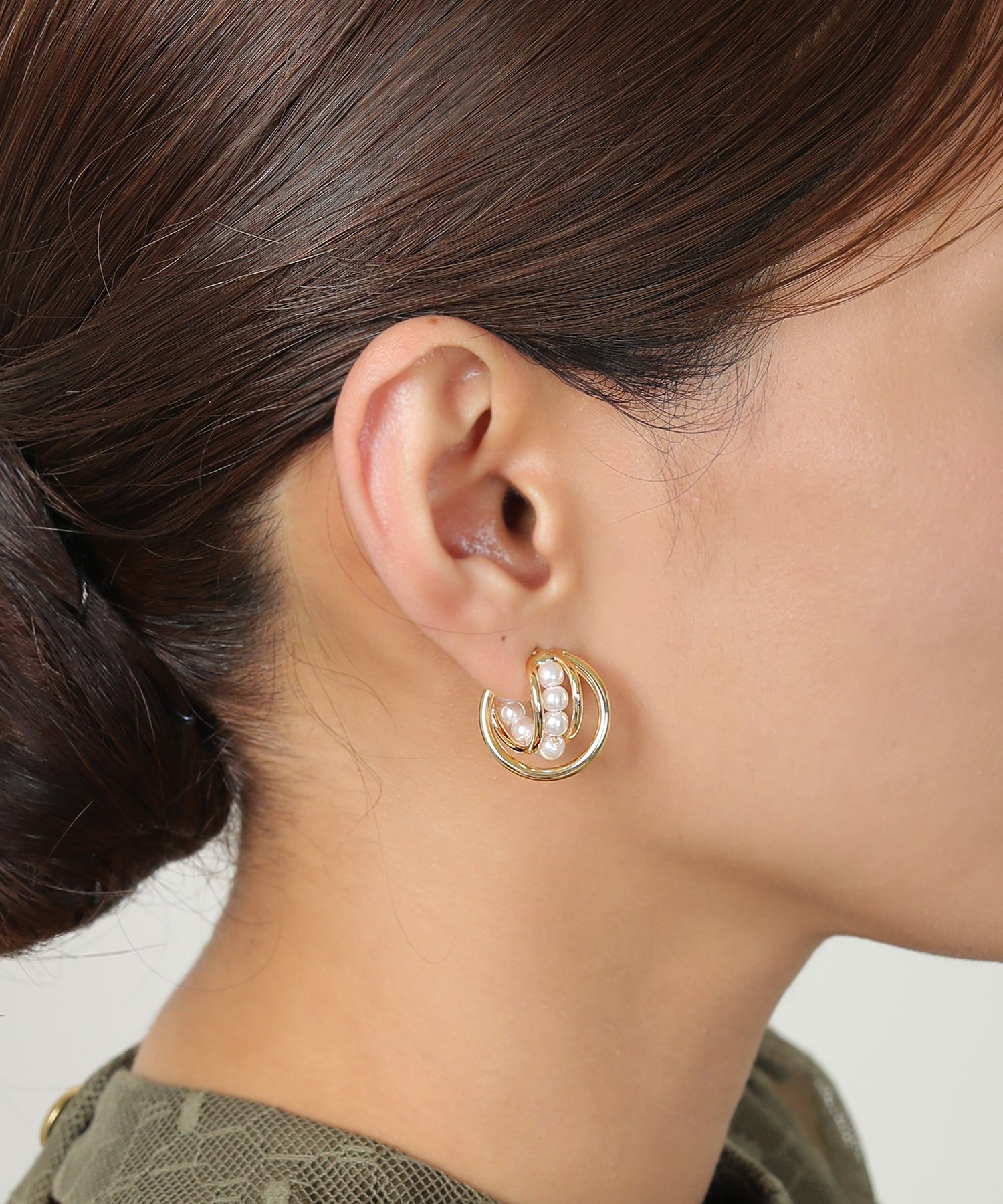 メタルサークル クロス パール ピアス 結婚式 パーティー オケージョン デイリー