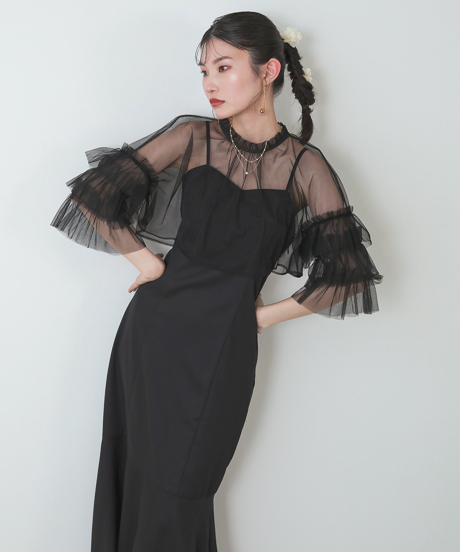 2点セットのキャミワンピース、ボレロ着用時