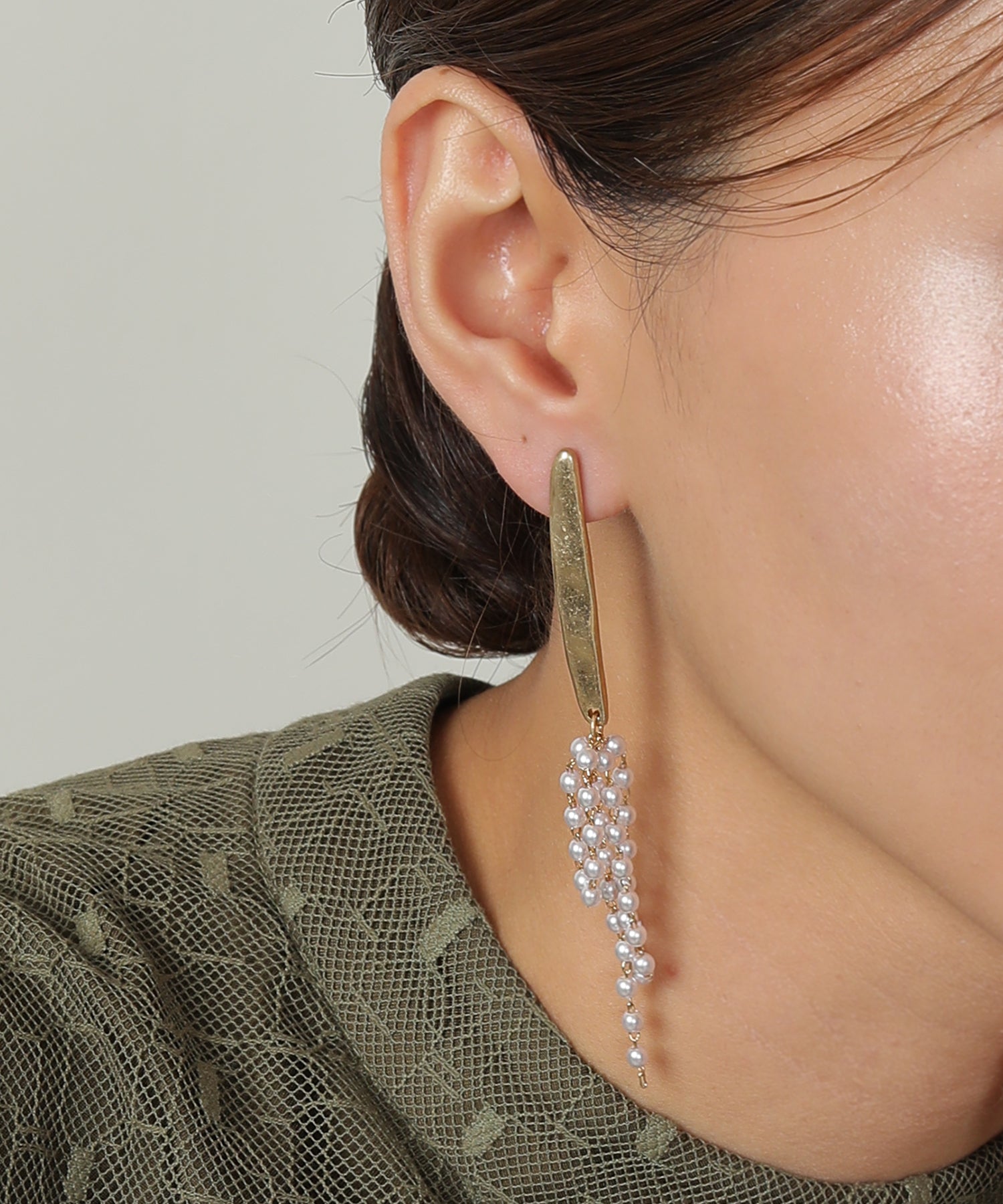 メタル パール コンビ ライン ボリューム ピアス 結婚式 パーティー