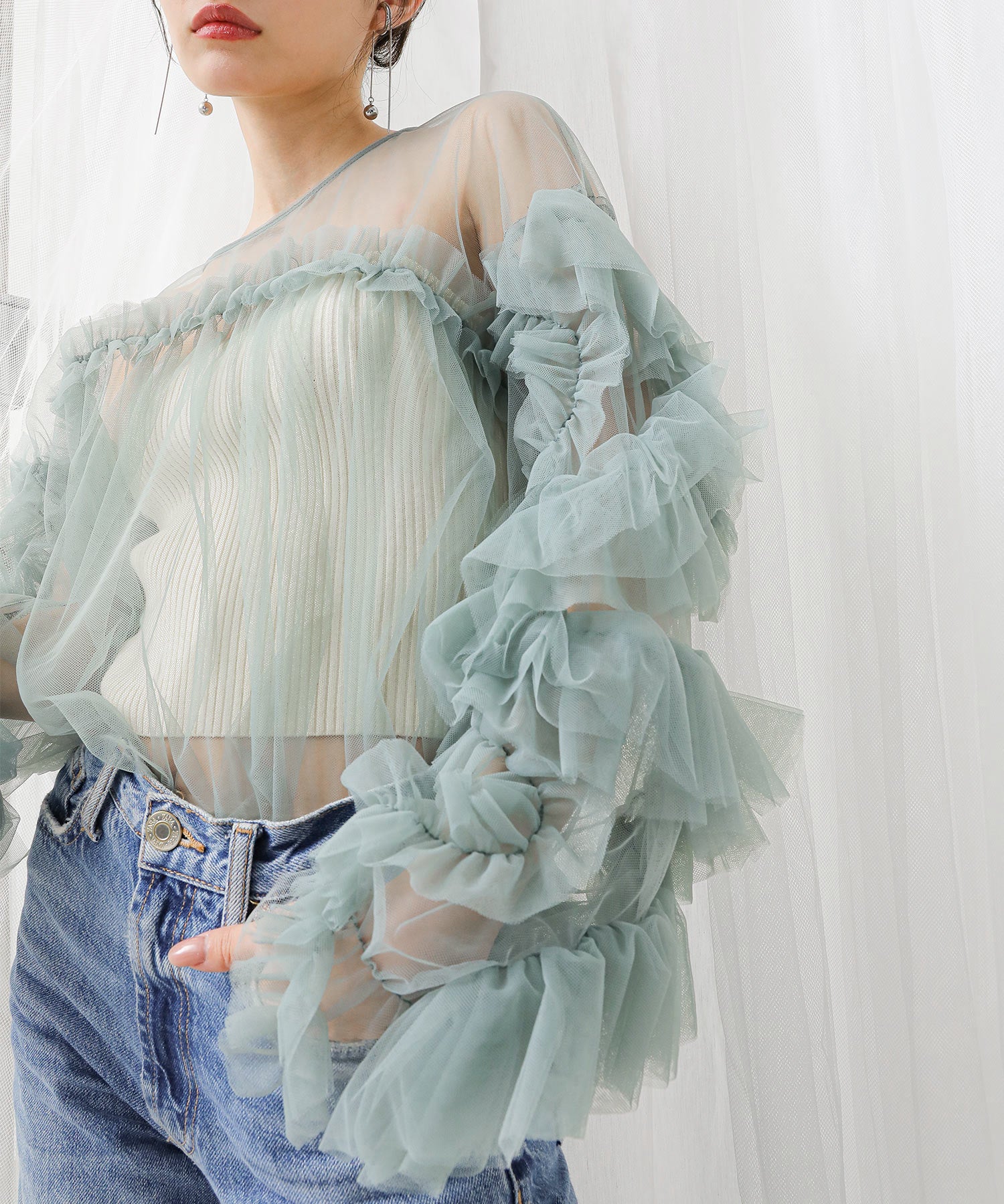 デコラティブチュールトップス / 結婚式 二次会 同窓会 成人式 ディナー お呼ばれワンピース パーティードレス オケージョンドレス