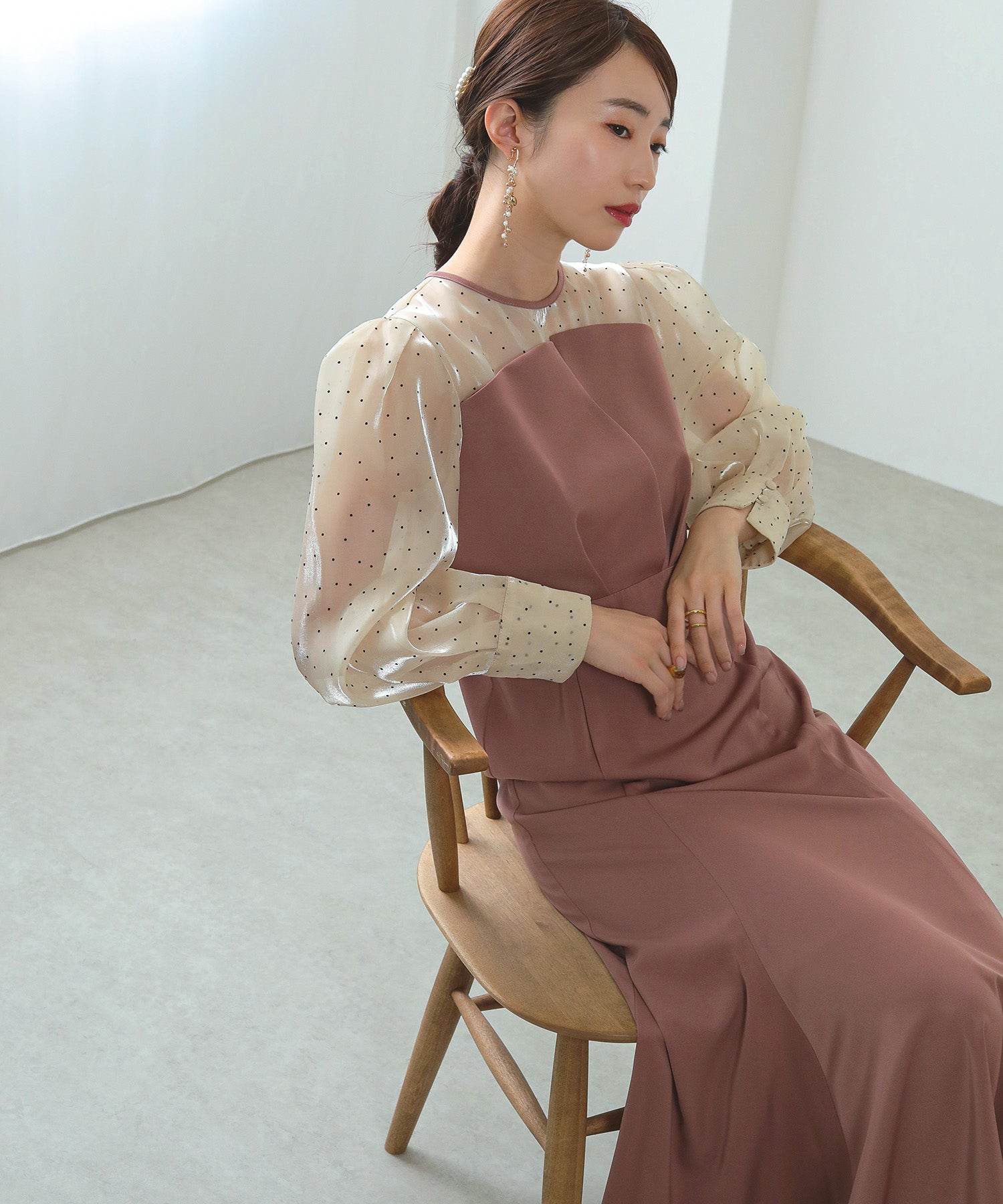 パフスリーブ ビスチェ マーメイドライン ワンピース ドレス