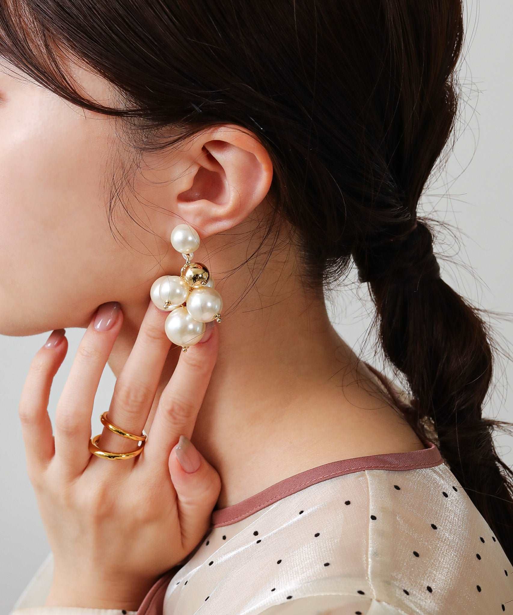 たっぷり ボリューム パール ピアス 結婚式 お呼ばれ パーティー