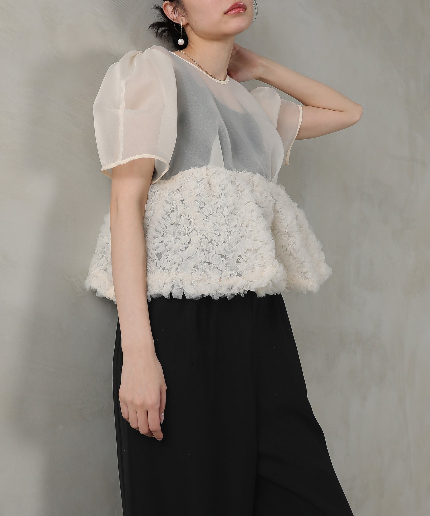 オーガンジー パンツドレス パーティー ドレス 結婚式 お呼ばれ オケージョン