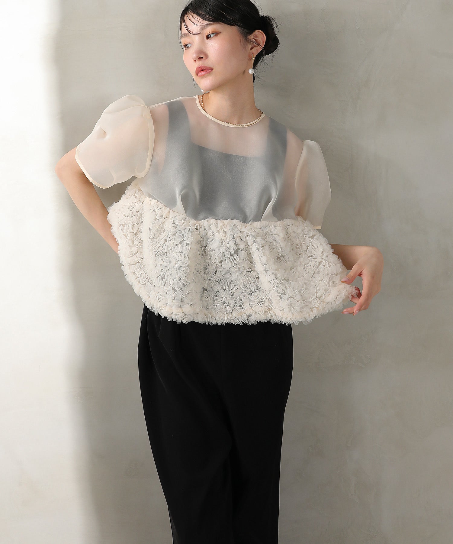 オーガンジー パンツドレス パーティー ドレス 結婚式 お呼ばれ オケージョン