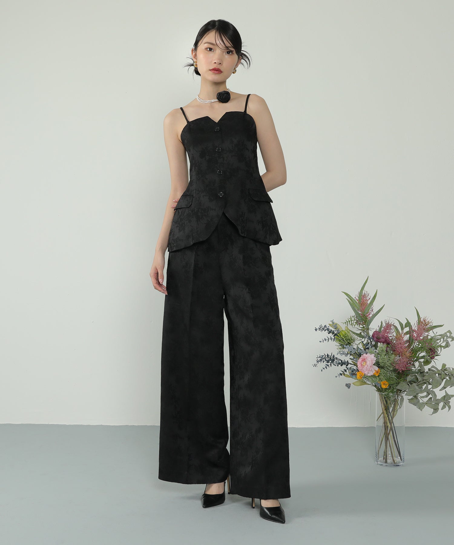 ジャガード セットアップ ヴィンテージライク パンツドレス