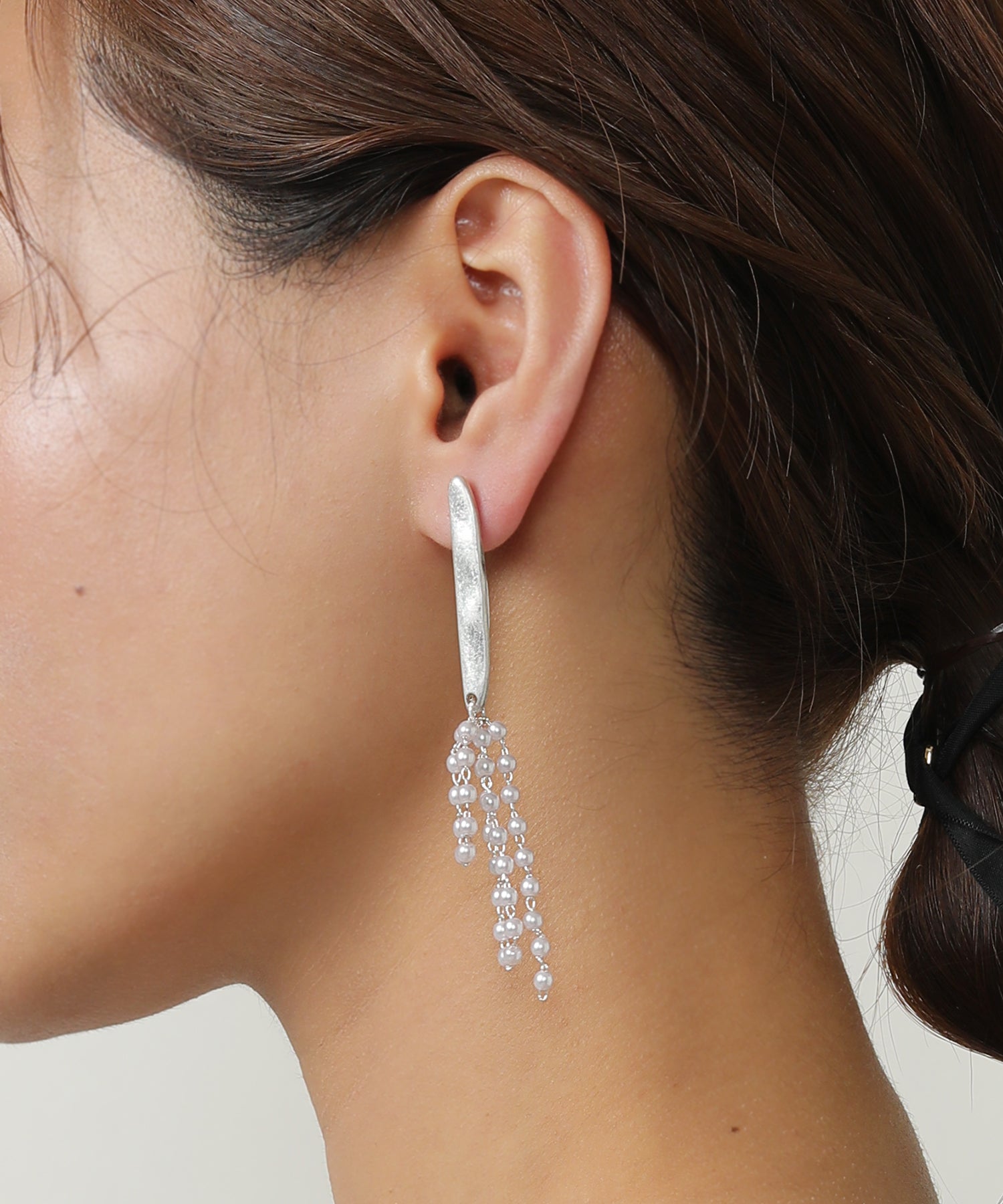 メタル パール コンビ ライン ボリューム ピアス 結婚式 パーティー