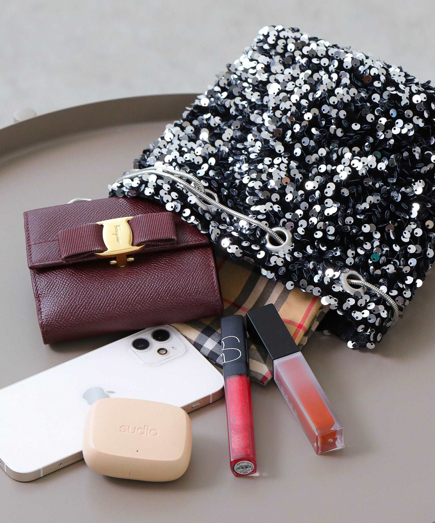 スパンコール 2way 巾着 ハンドバッグ パーティーバック