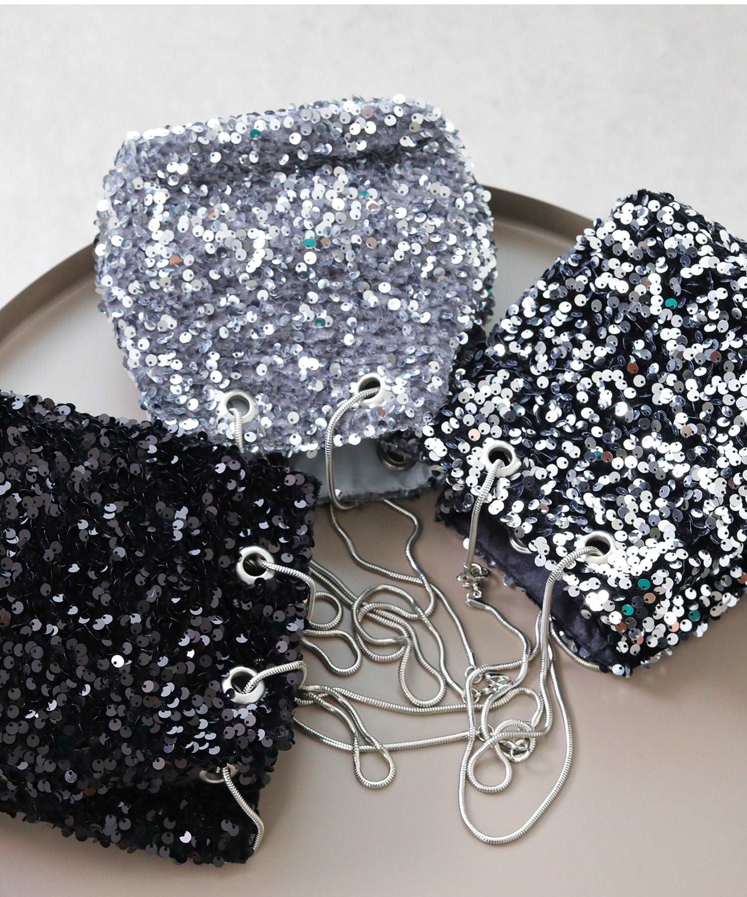 スパンコール 2way 巾着 ハンドバッグ パーティーバック