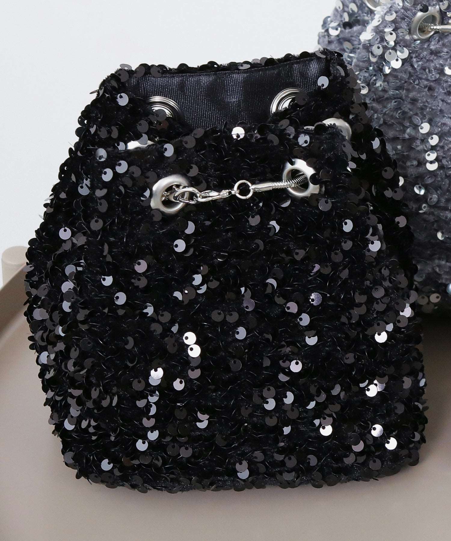 スパンコール 2way 巾着 ハンドバッグ パーティーバック