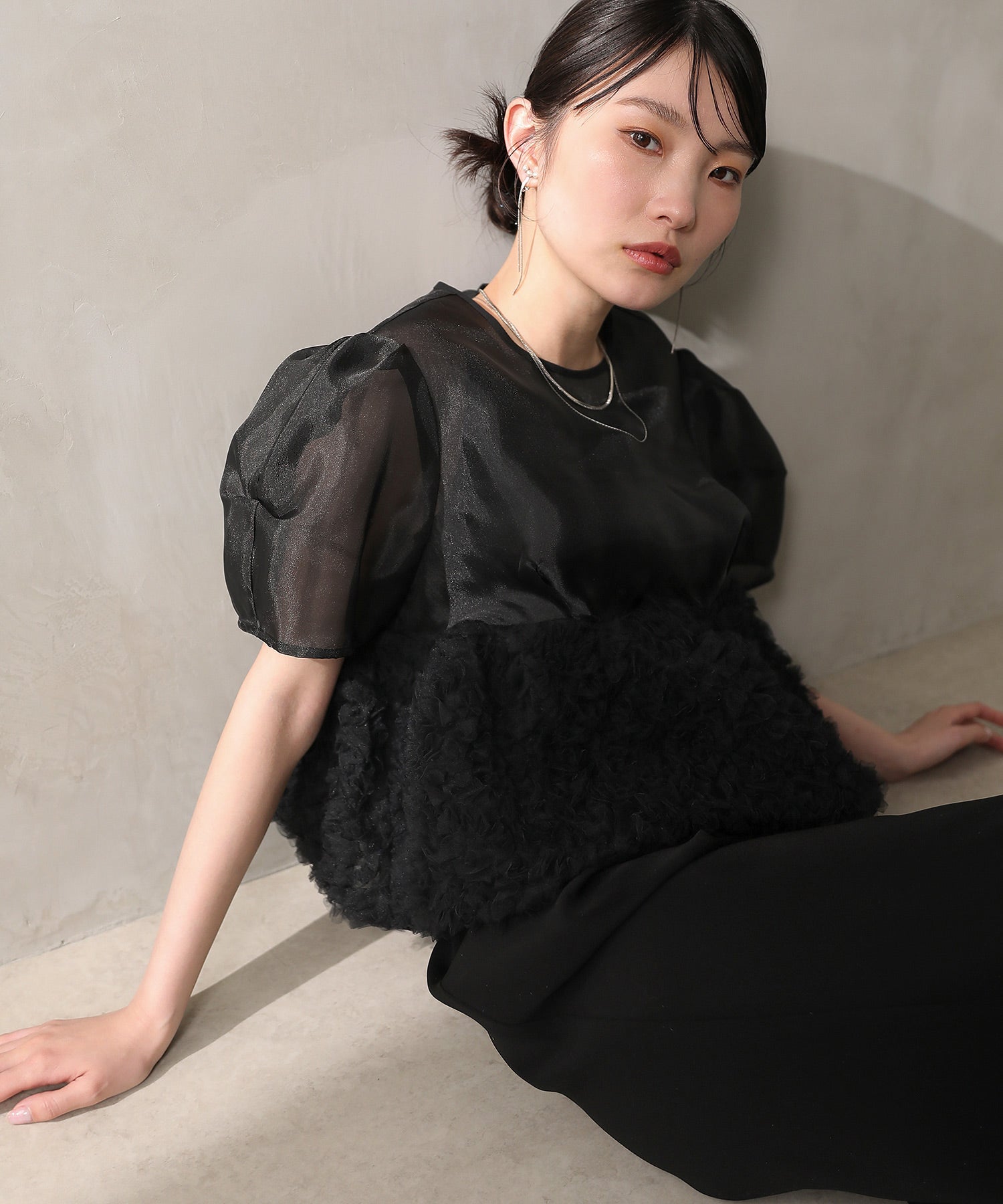 オーガンジー パンツドレス パーティー ドレス 結婚式 お呼ばれ オケージョン