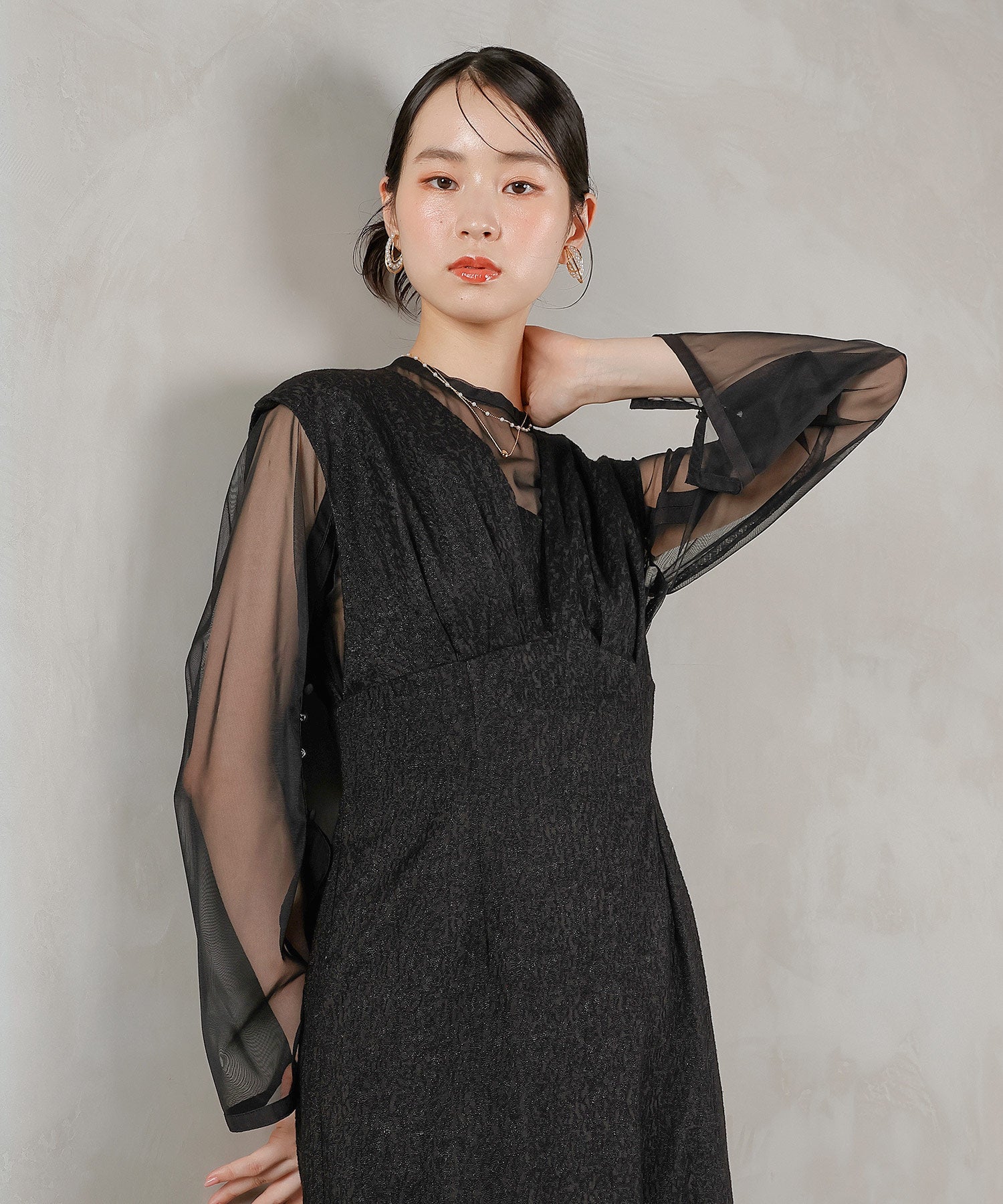 ジャガード ワンピース チュール トップス セット
