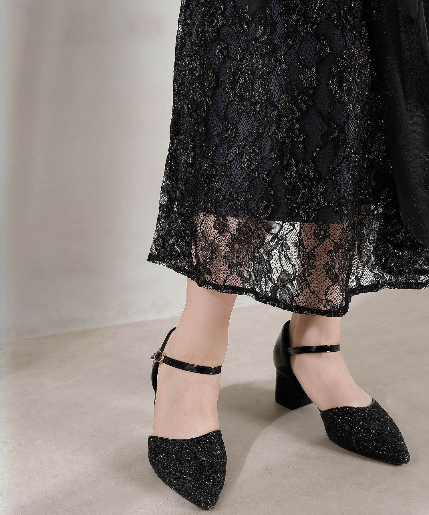 チュール バック リボン レースキャミワンピ 2点セット