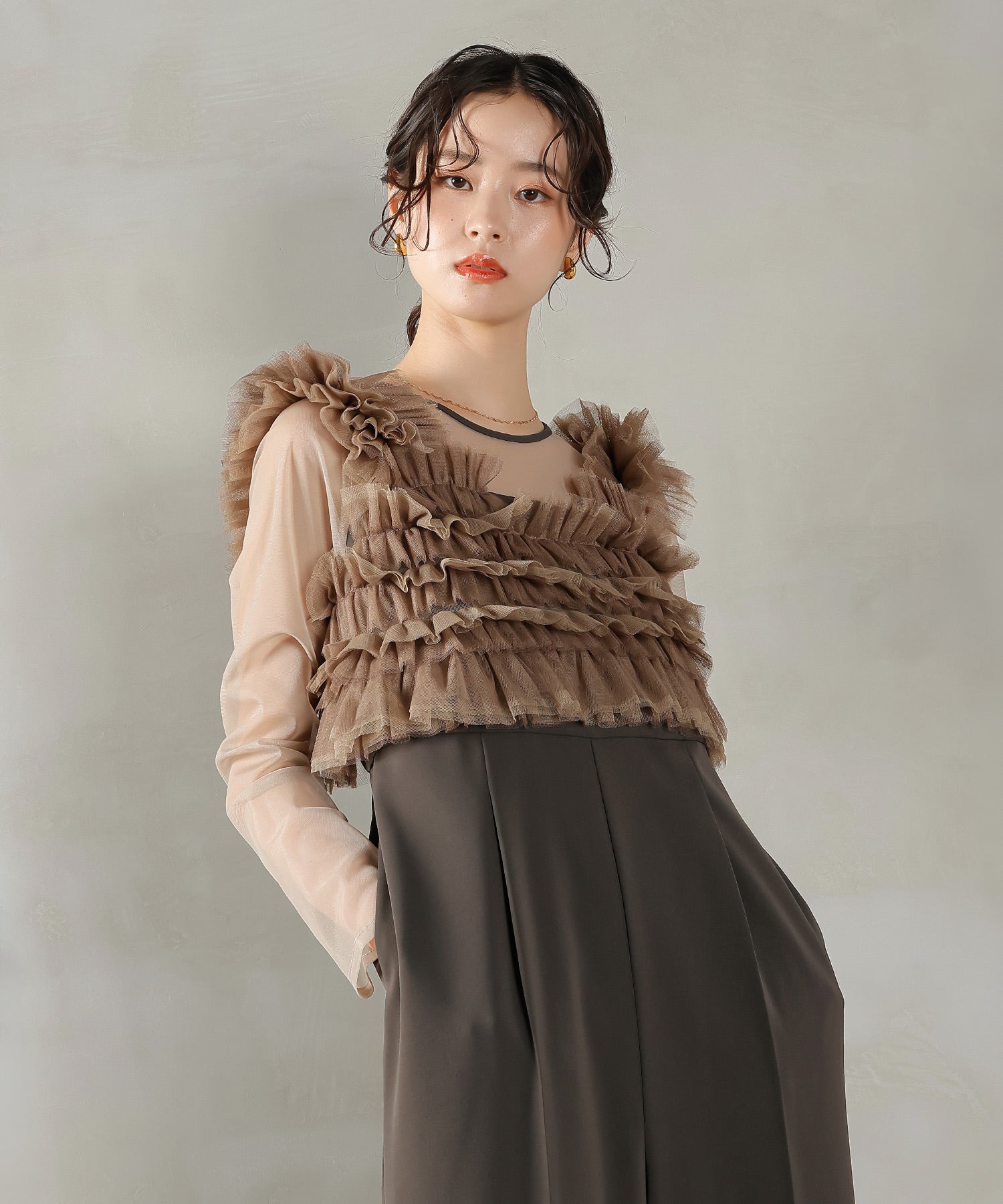 チュールビスチェ ワイドパンツ オールインワン ドレス 2点セット