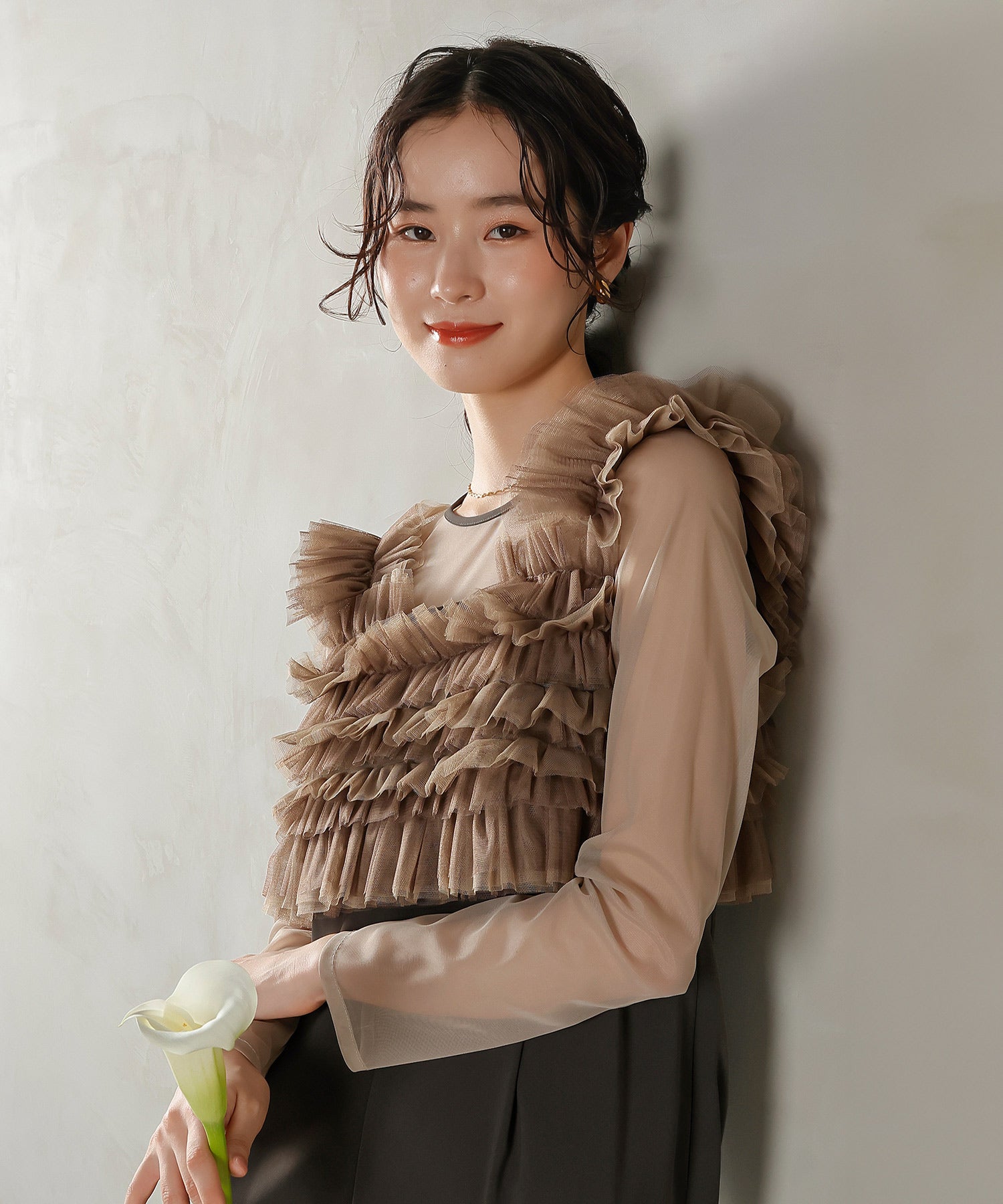 チュールビスチェ ワイドパンツ オールインワン ドレス 2点セット