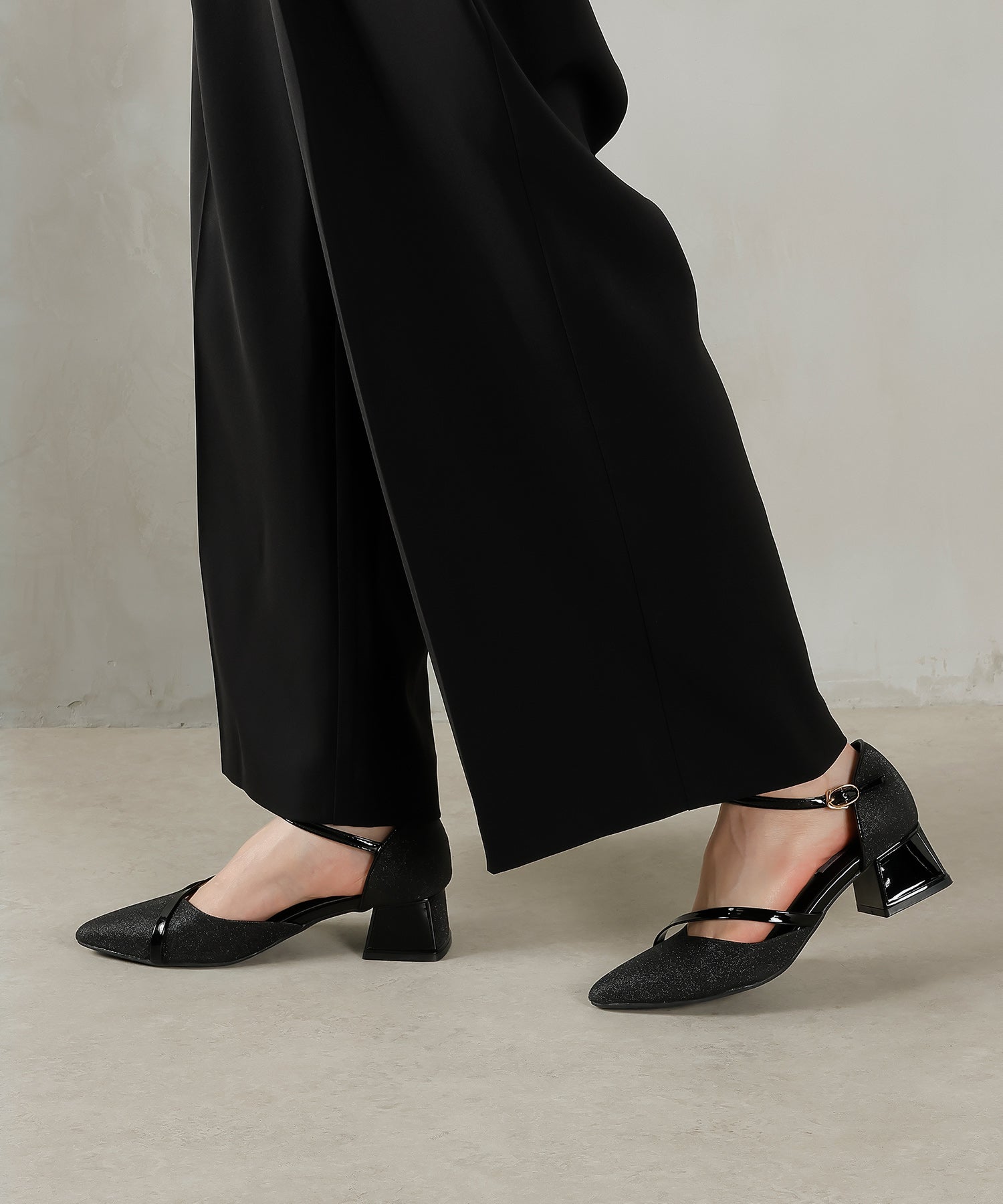 リボンジャガード バイカラー オールインワンパンツドレス