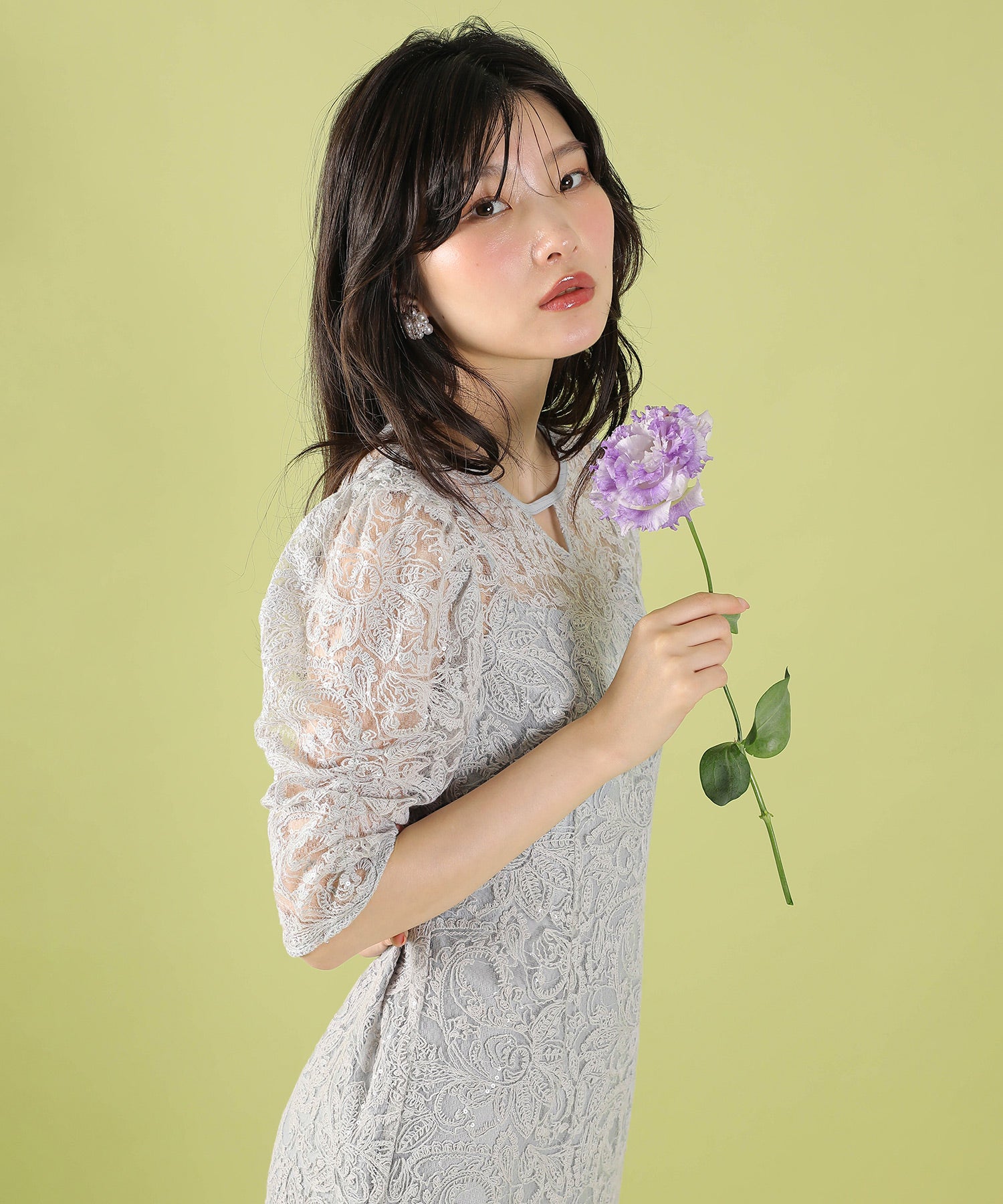 総レース スパンコール マーメイド ワンピース ドレス