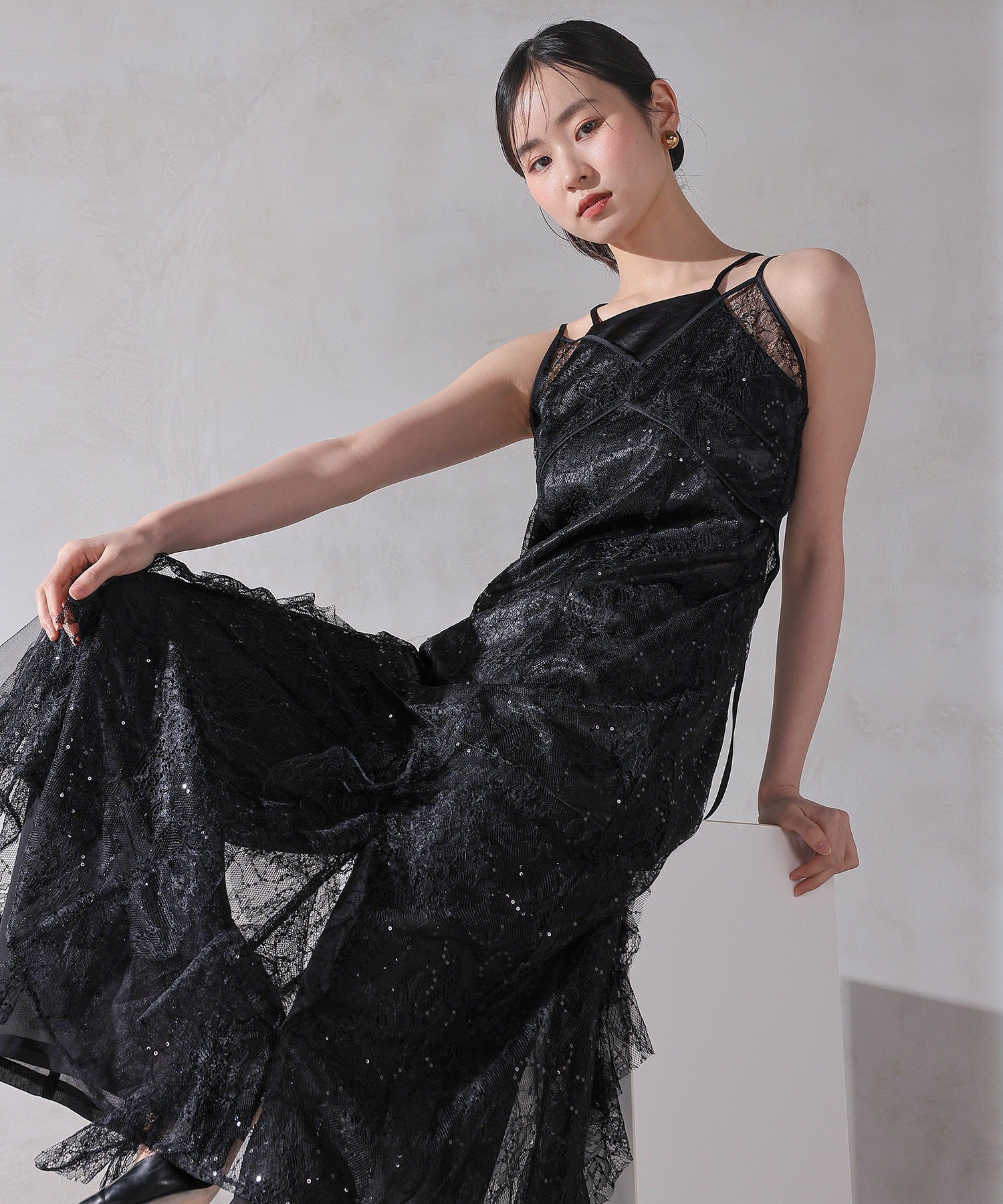 スパンコールレディワンピースドレス3点セット