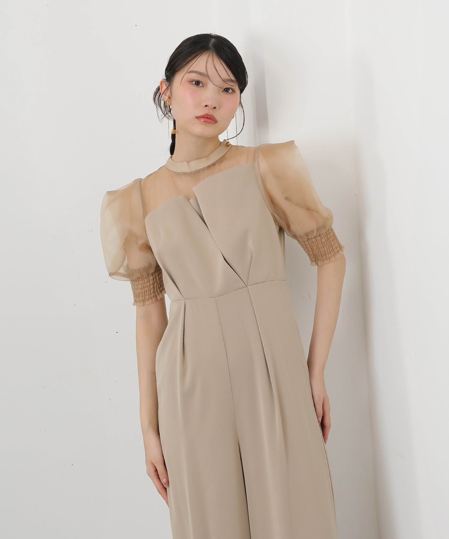 シアーボックススリーブ オケージョン パンツドレス 結婚式ドレス