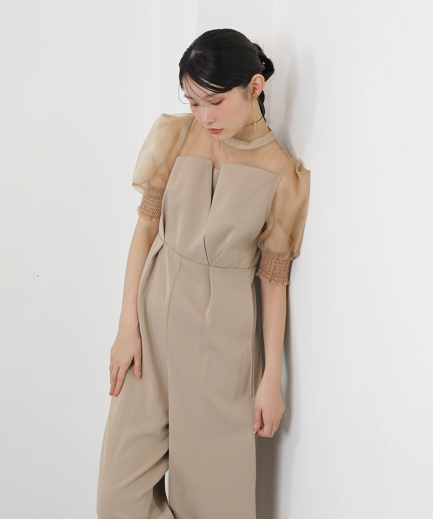 シアーボックススリーブ オケージョン パンツドレス 結婚式ドレス