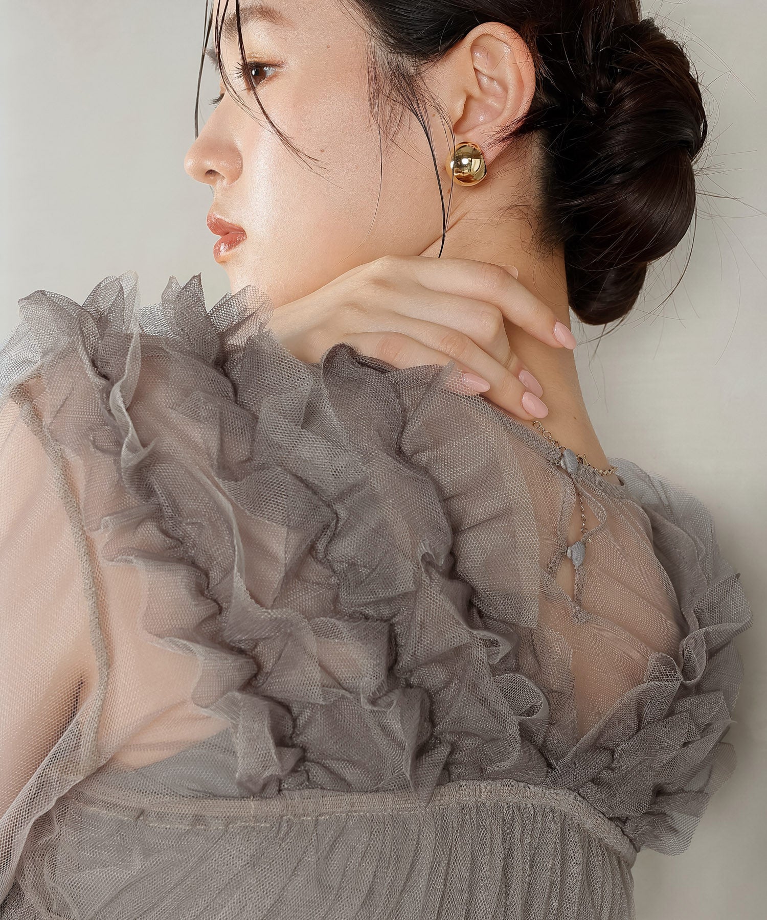 チュール フリル ベスト シアー トップス ワンピース 3点セット