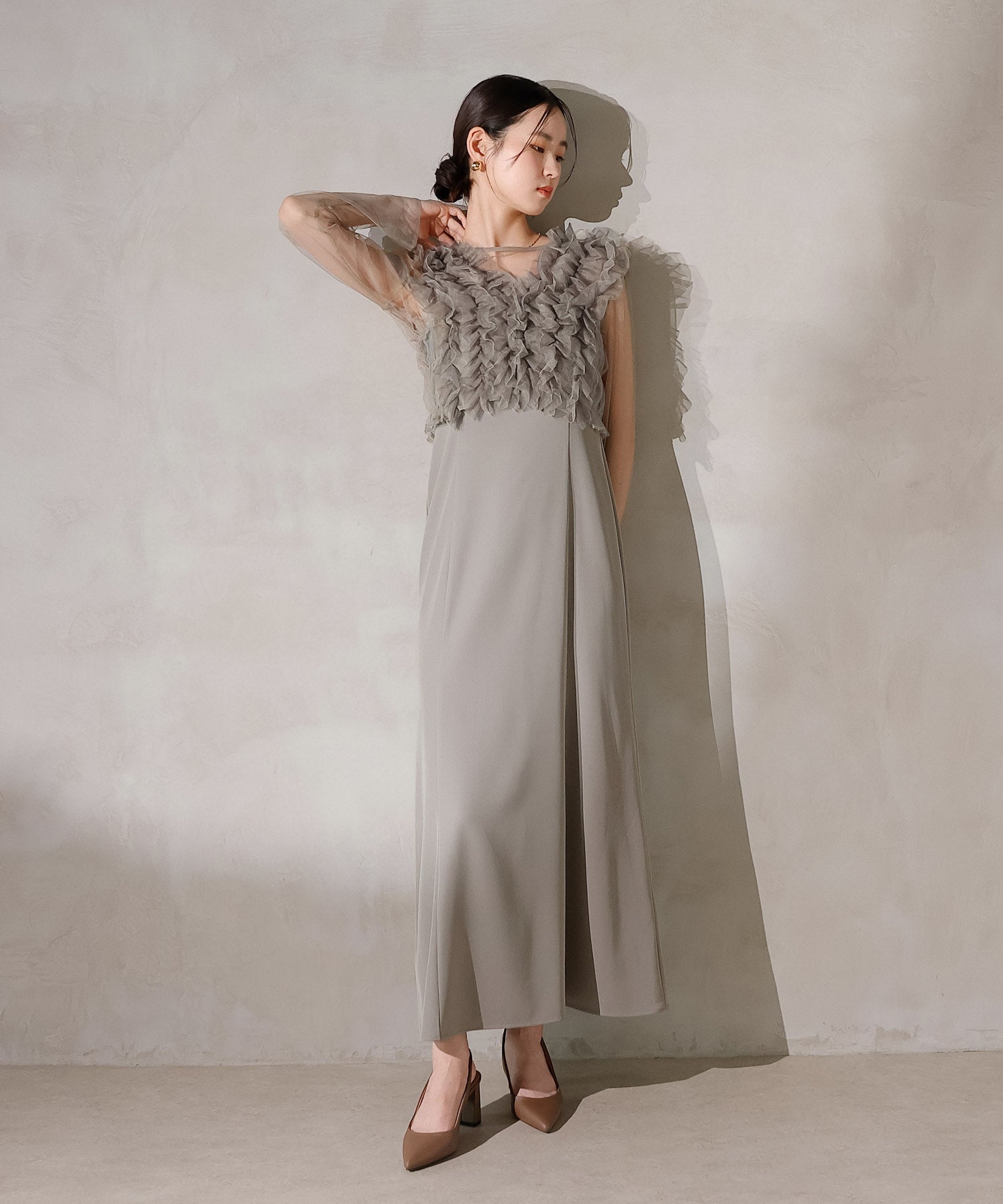 チュール フリル ベスト シアー トップス ワンピース 3点セット