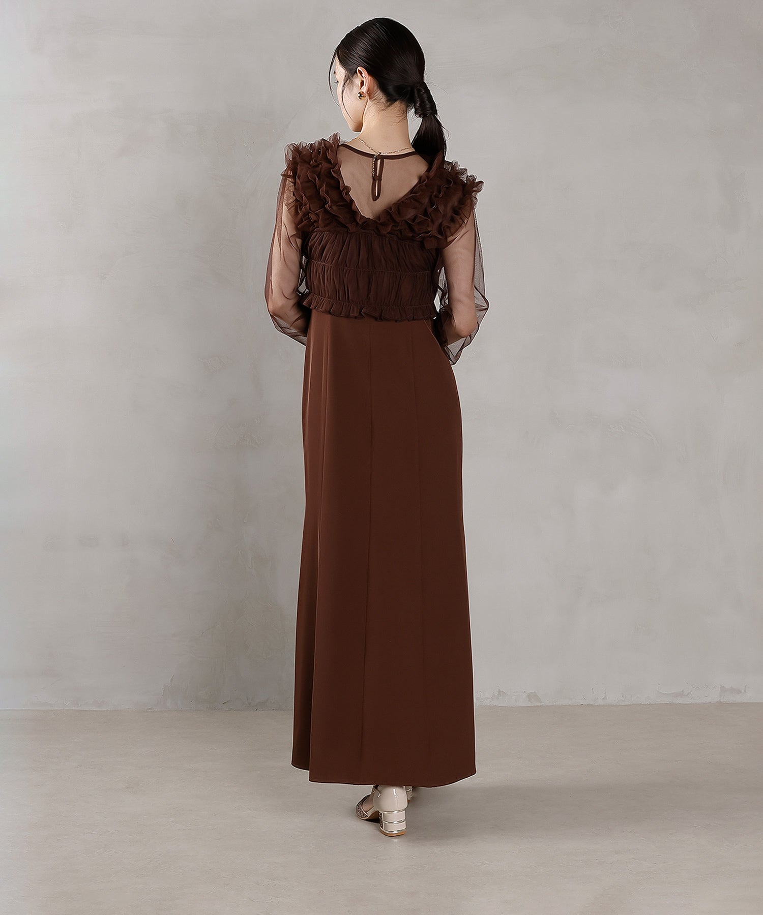 チュール フリル ベスト シアー トップス ワンピース 3点セット