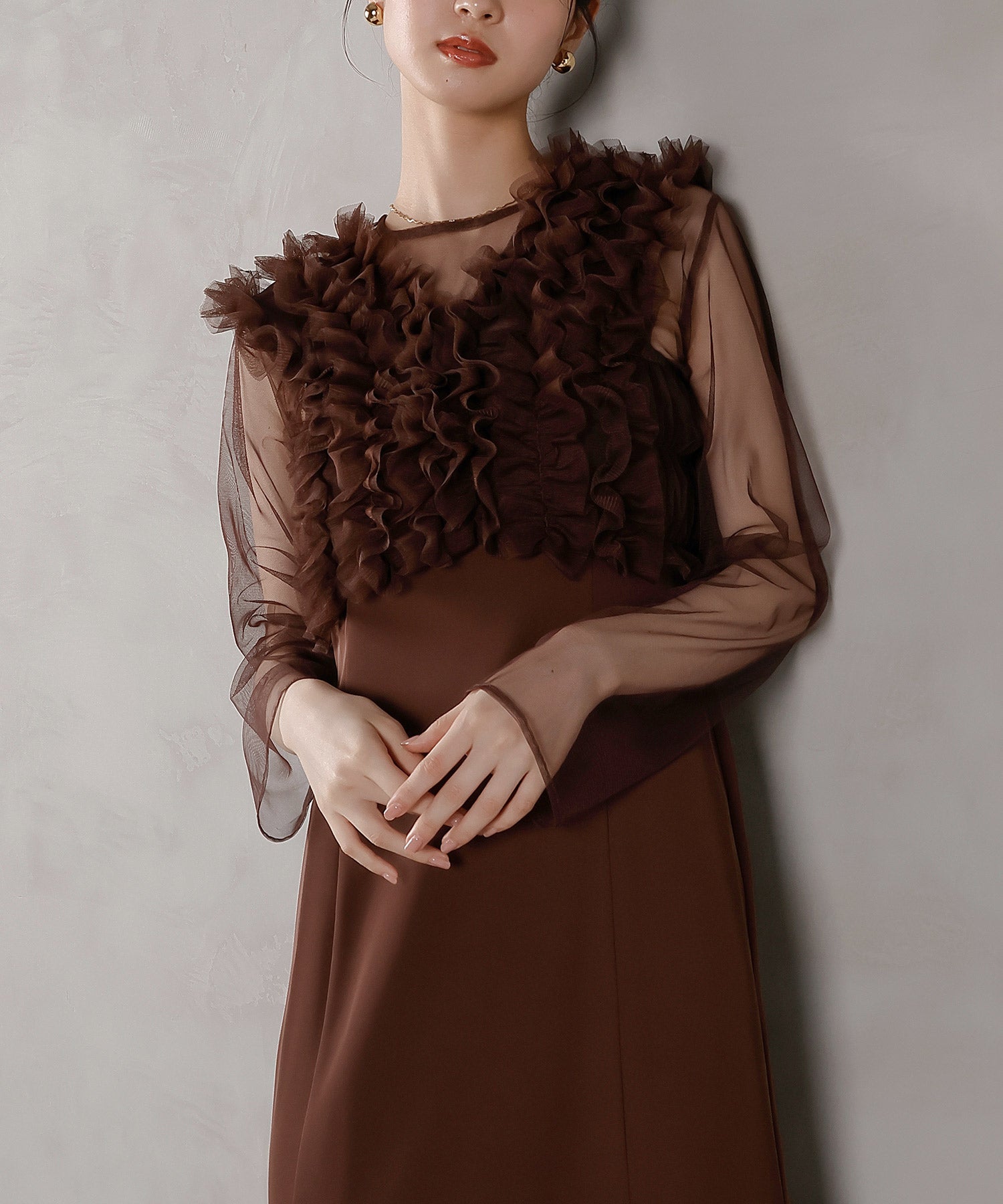 チュール フリル ベスト シアー トップス ワンピース 3点セット