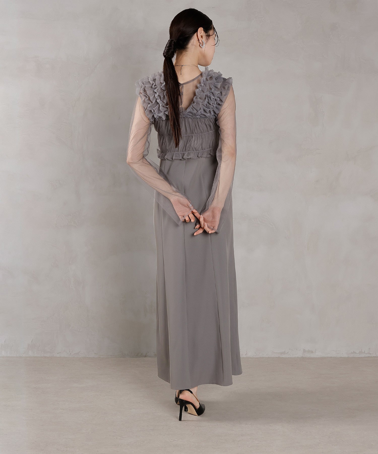 チュール フリル ベスト シアー トップス ワンピース 3点セット