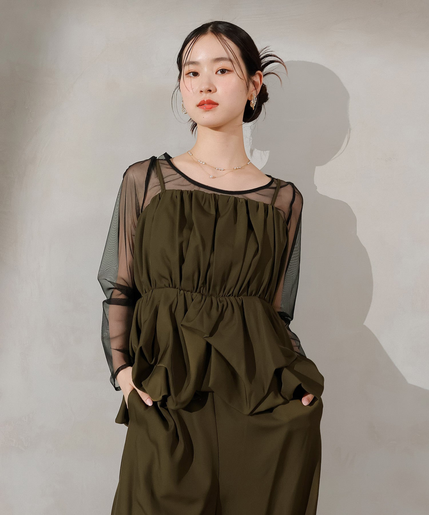 レーストップス キャミビスチェ パンツドレス 3点セット 結婚式