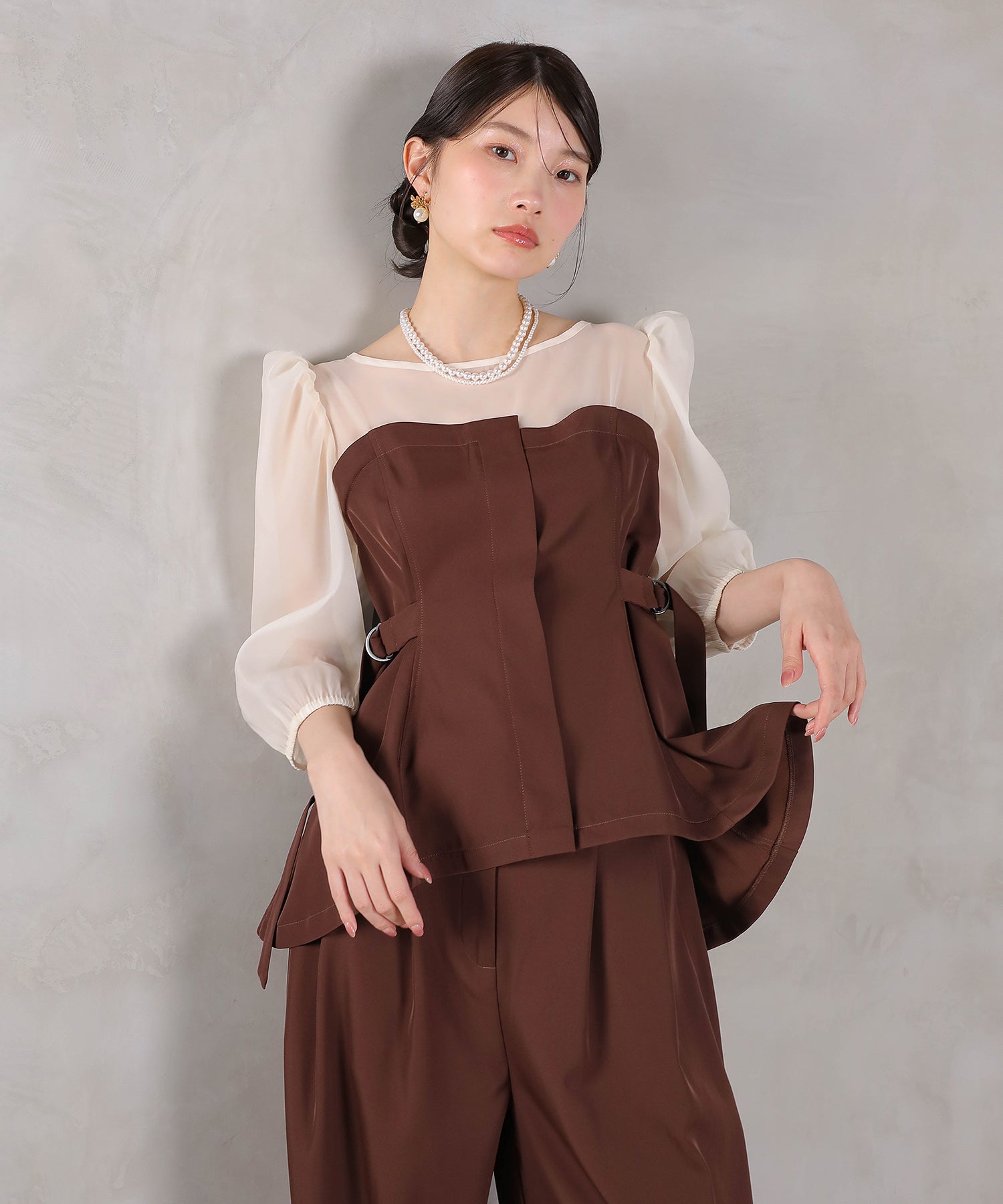 ビスチェペプラムトップス パンツ セットアップ
