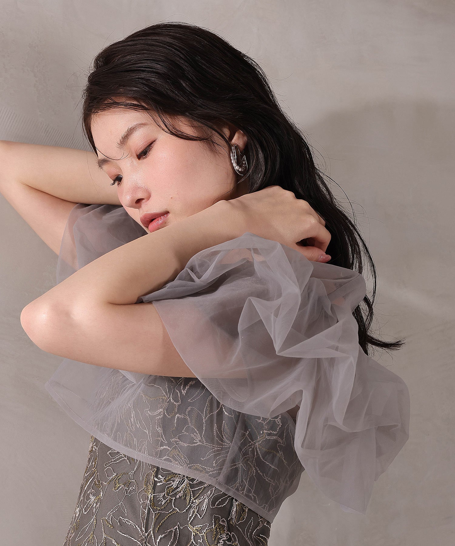 ボリュームボレロ花柄ワンピースドレス 2点セットワンピースドレス