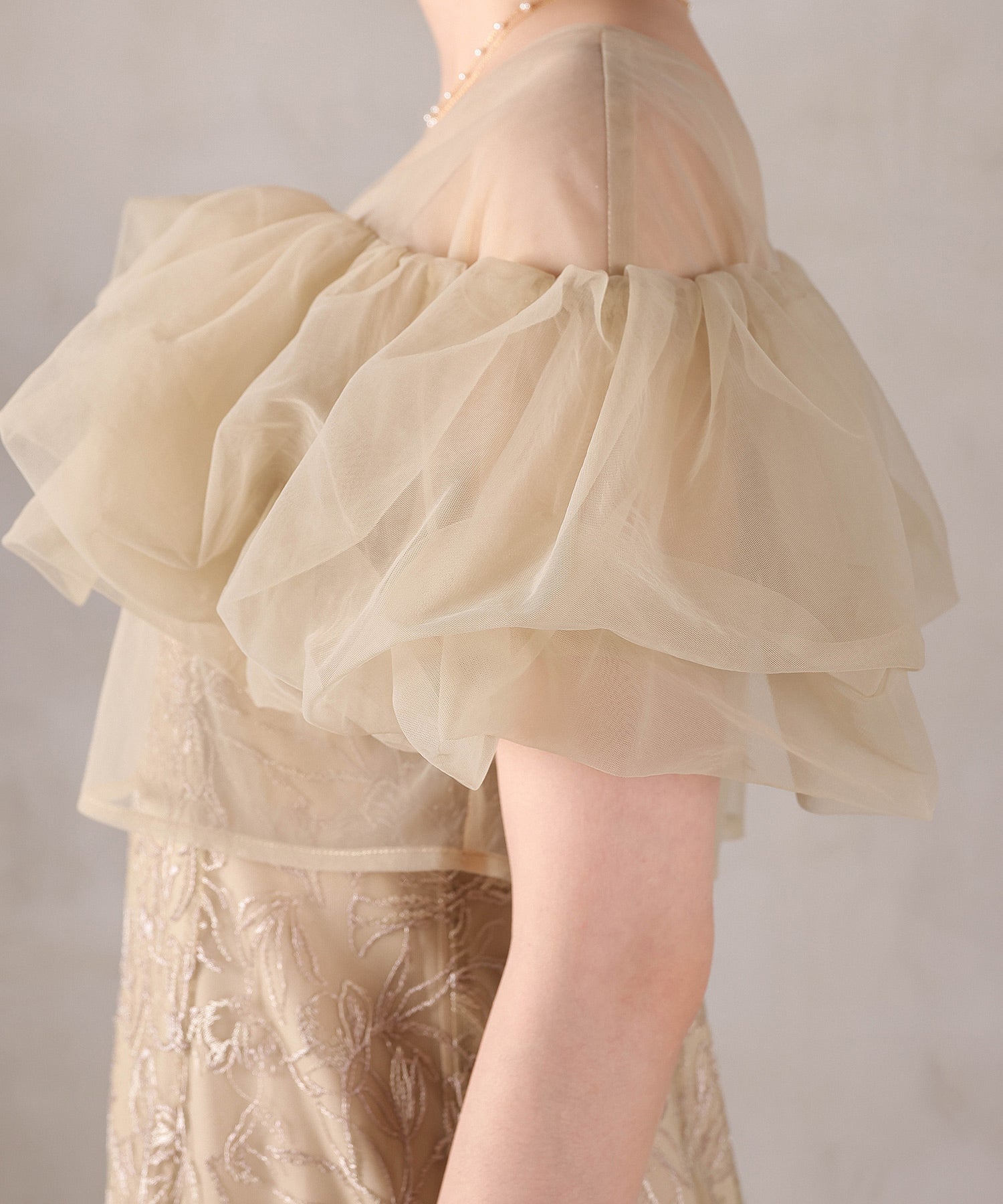 ボリュームボレロ花柄ワンピースドレス 2点セットワンピースドレス