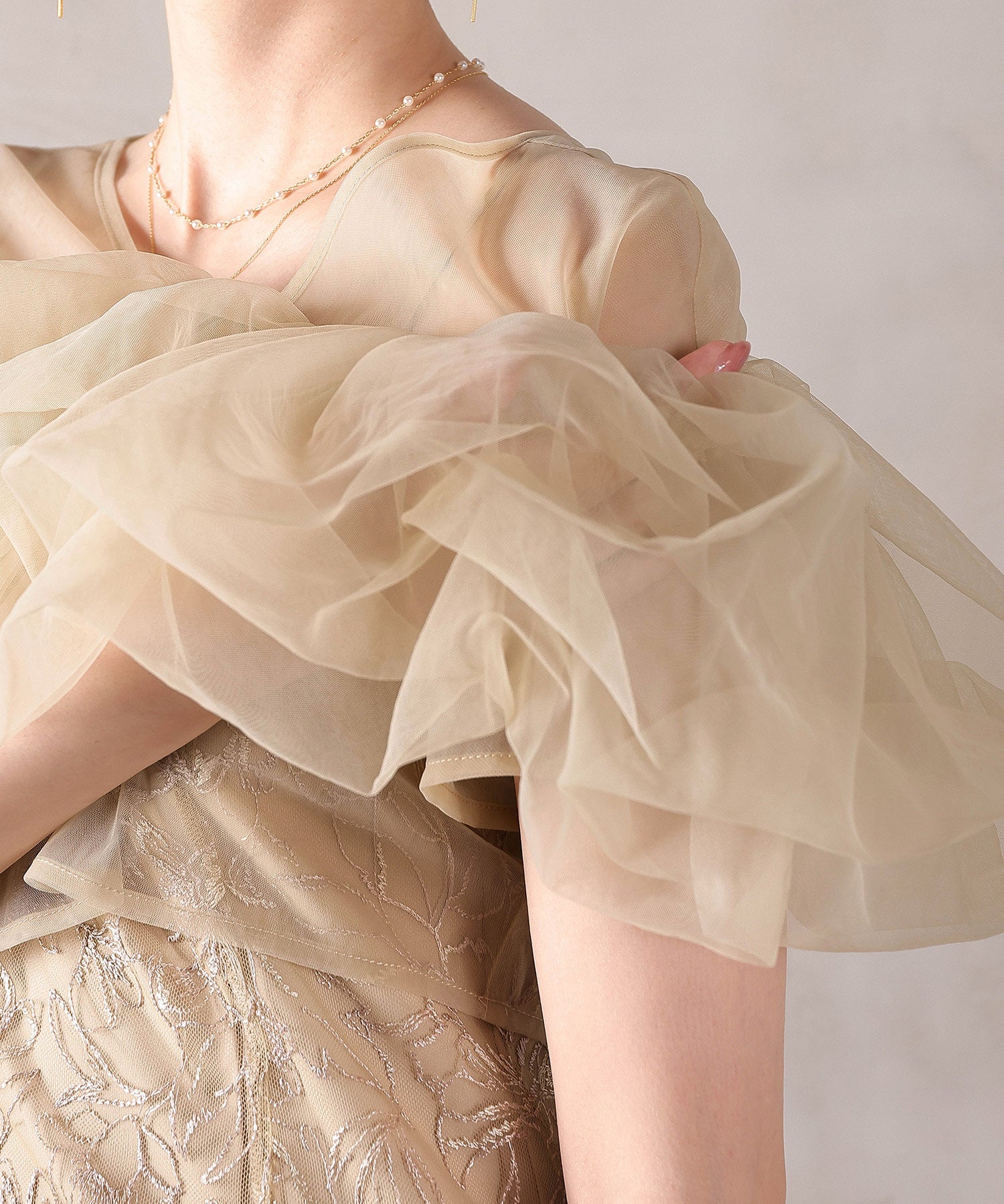 ボリュームボレロ花柄ワンピースドレス 2点セットワンピースドレス