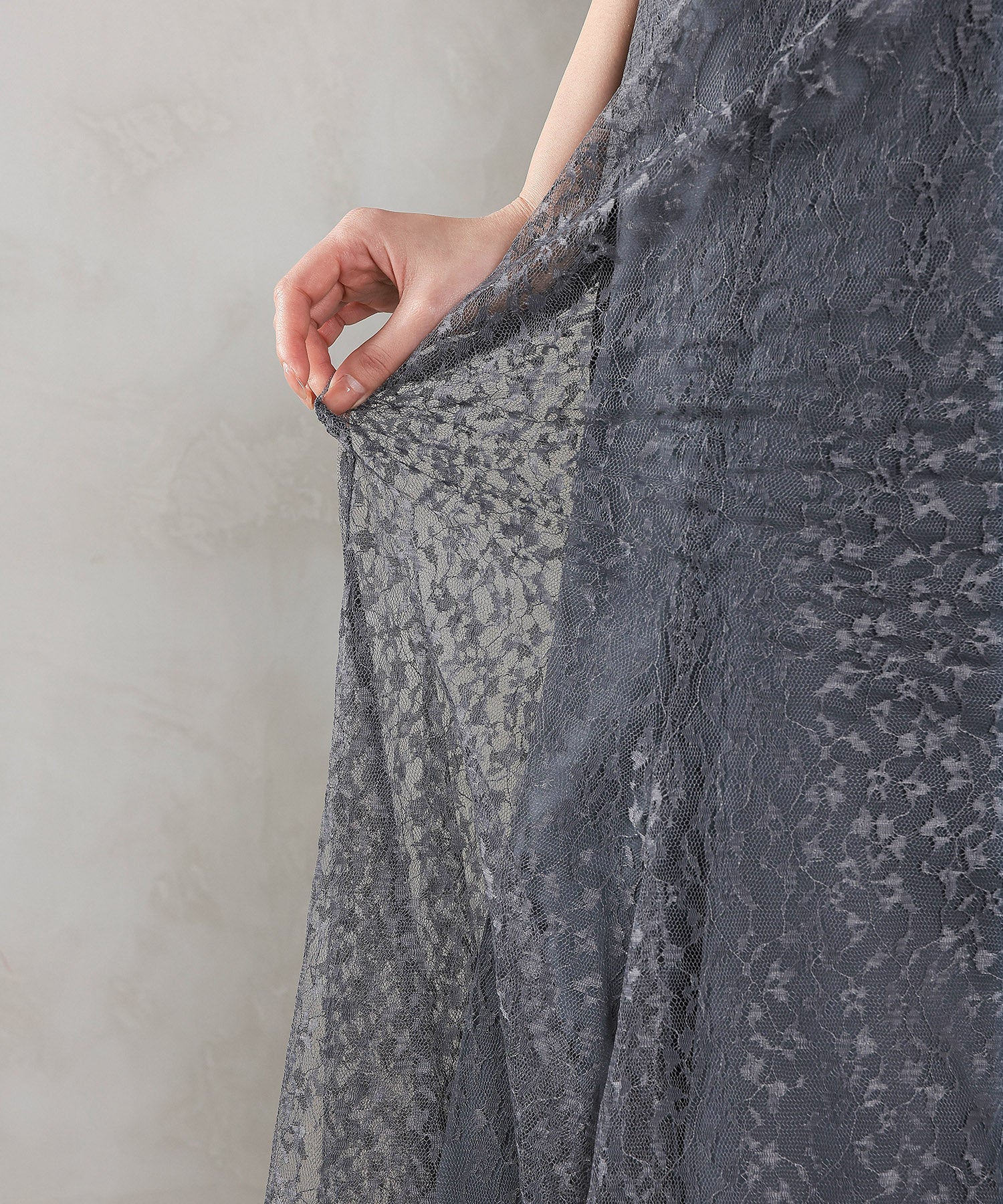 モチーフレース チュールバルーンスリーブ マーメイドライン ドレス パーティー