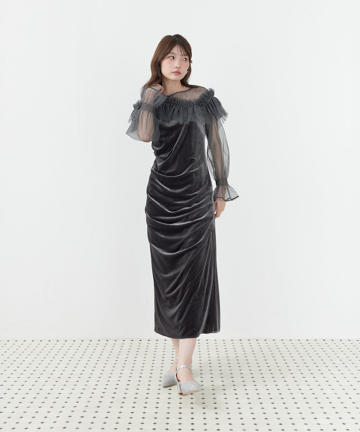 167cm / 着用 M / グレイッシュブルー