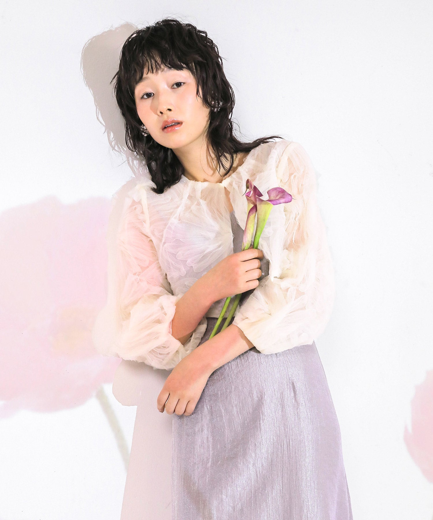 【kaene別注企画】チュールエンブロイダリーボレロ 光沢サテンAラインドレス 2点セット パーティー結婚式 お呼ばれ オケージョンドレス