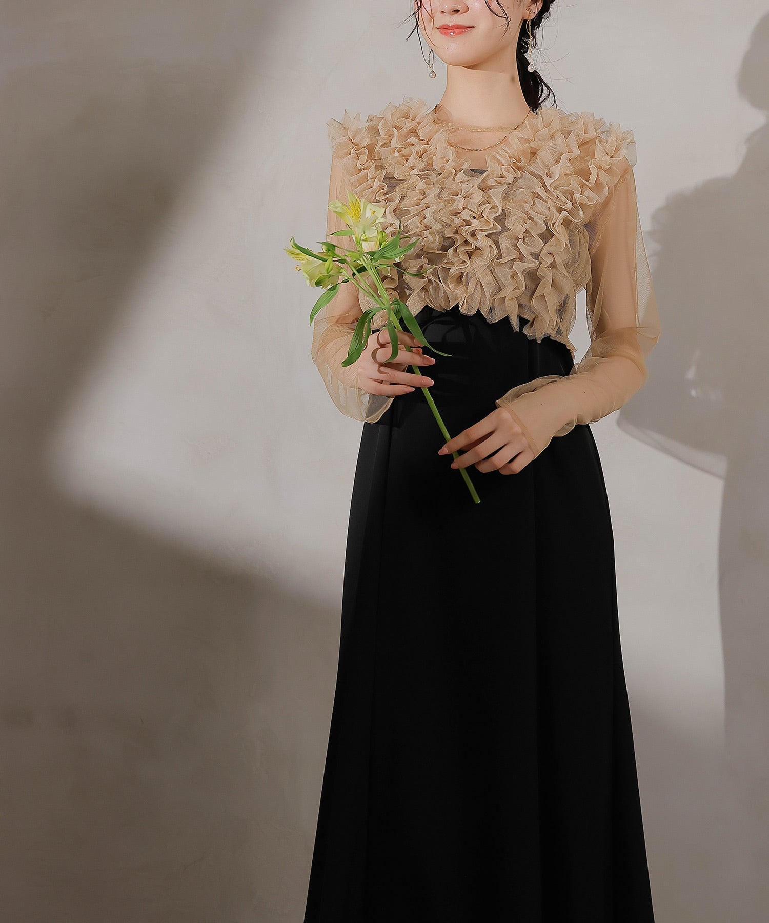 チュール フリル ベスト シアー トップス ワンピース 3点セット