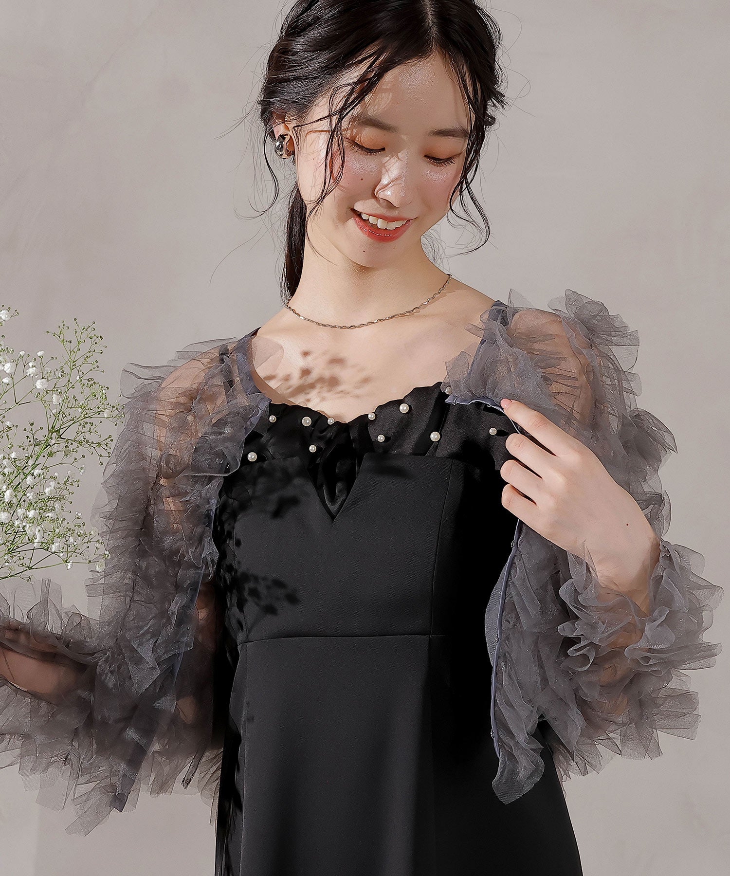 チュールフリル ギャザー ボレロ トップス