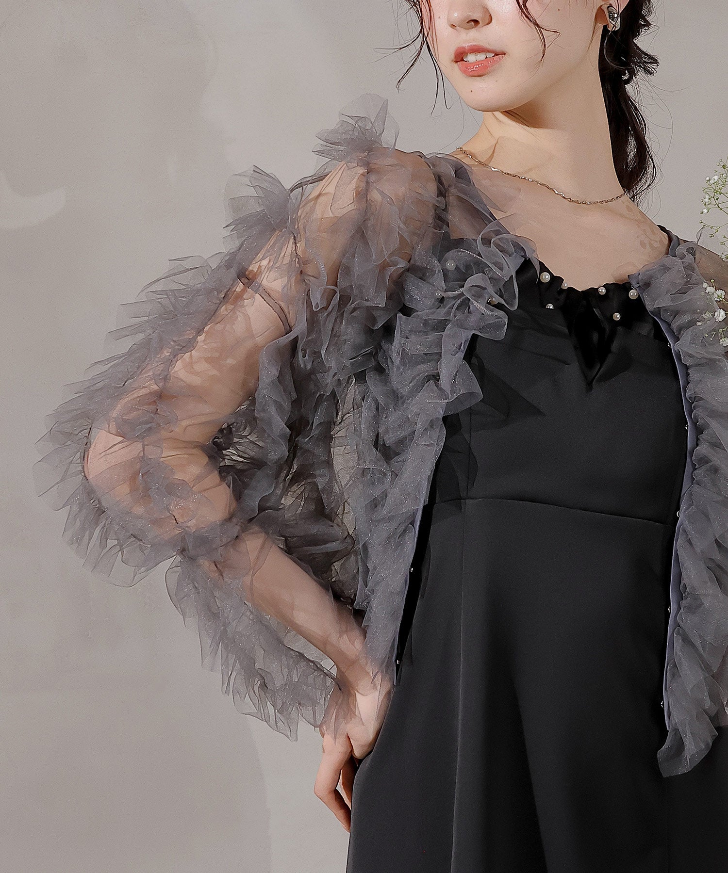 チュールフリル ギャザー ボレロ トップス