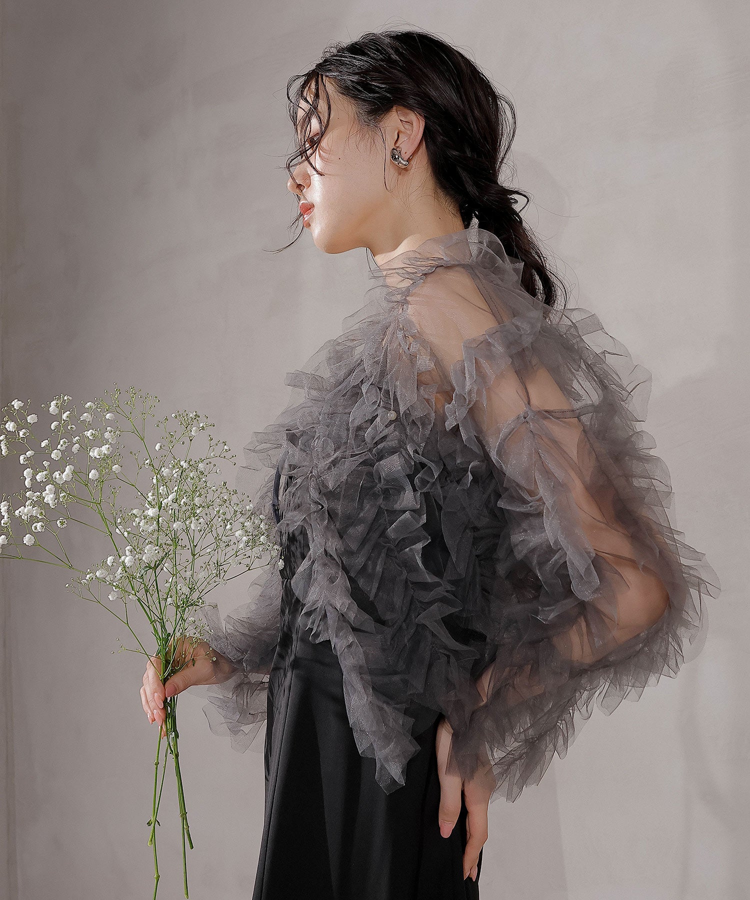 チュールフリル ギャザー ボレロ トップス