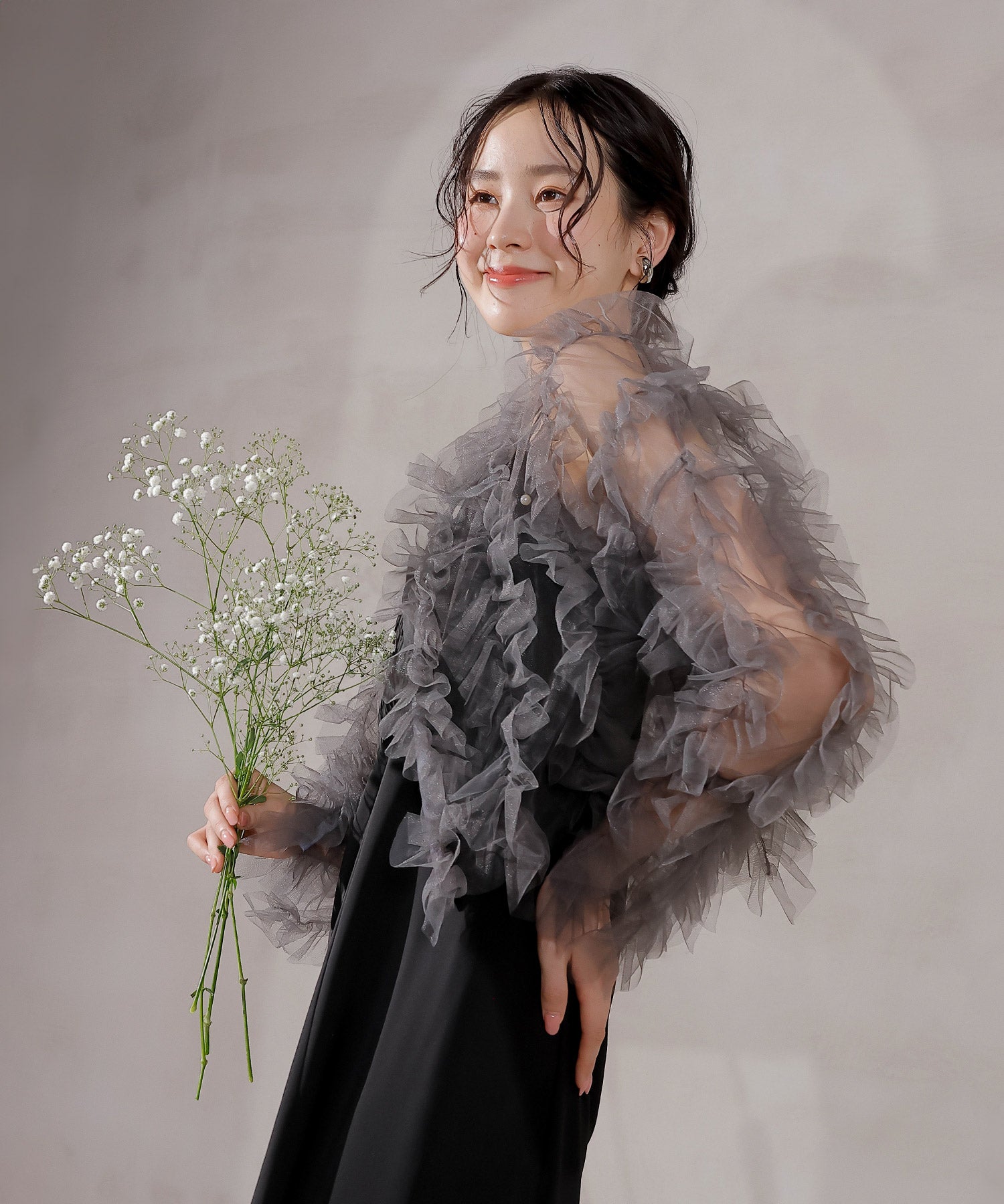 チュールフリル ギャザー ボレロ トップス