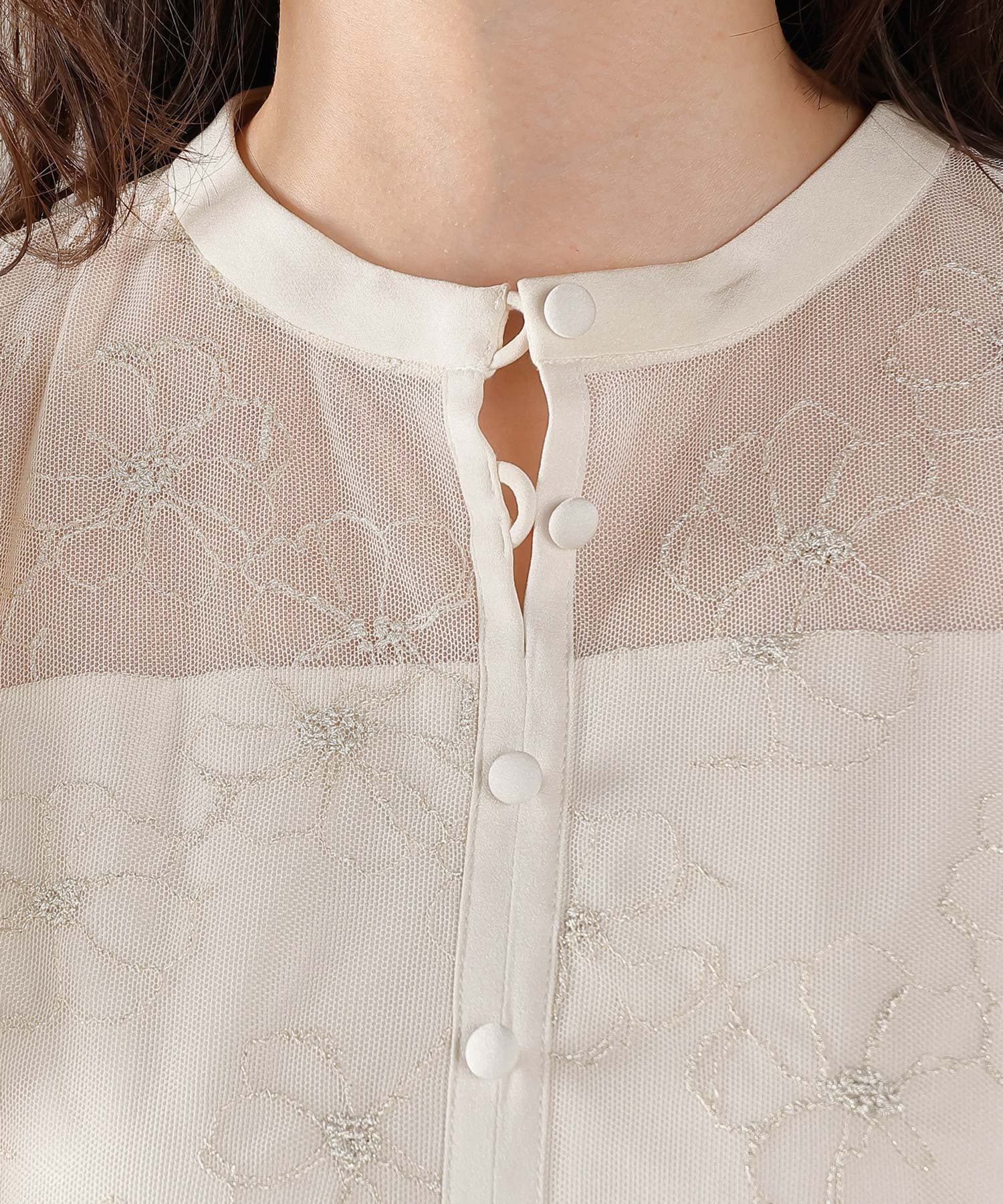 ラッフルスリーブ 刺繍レース ワンピース ドレス
