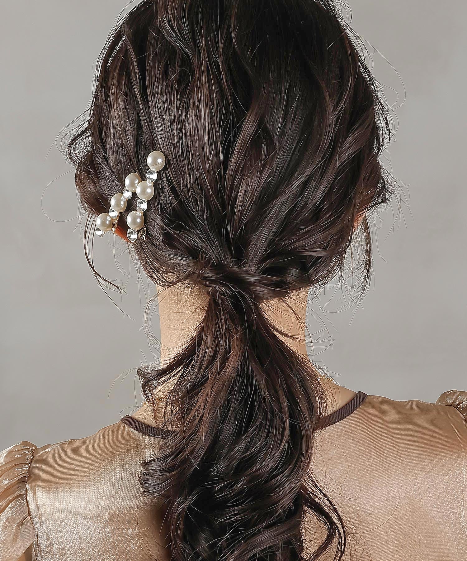 パール ビジュー ラインストーン キラキラ ヘアクリップ ヘアピン 2本セット